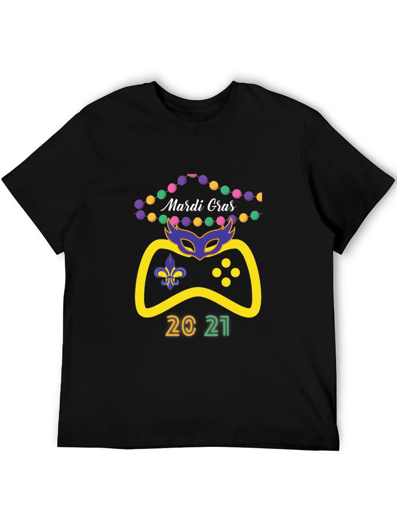Mardi Gras Gamer 2021 Black T-Shirt
