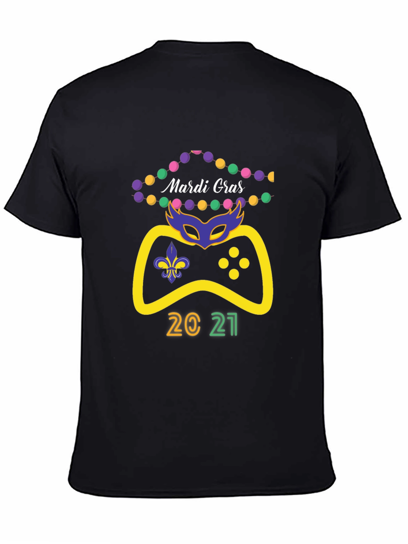Mardi Gras Gamer 2021 Black T-Shirt