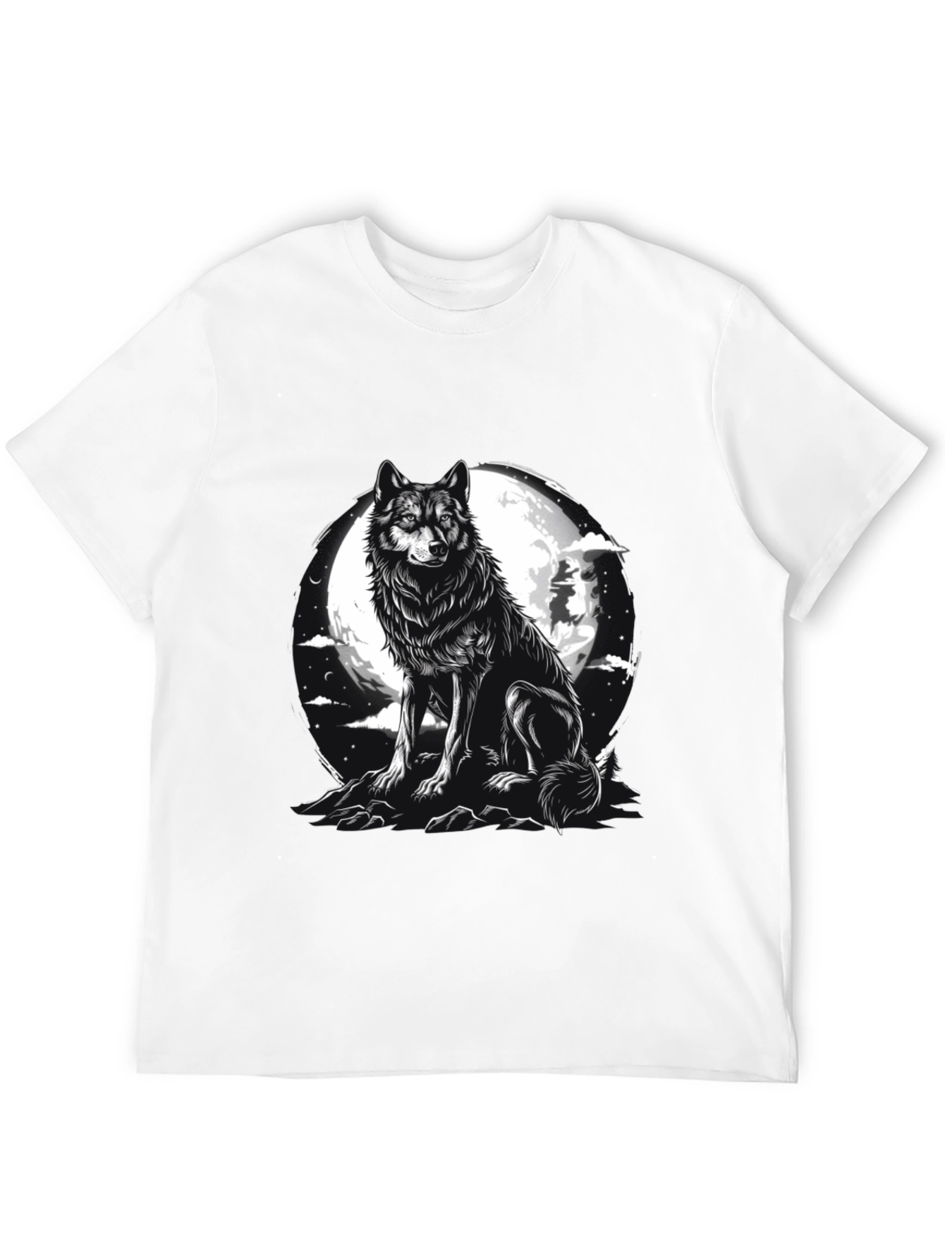 Wolf Moon Graphic Tee - Black Cotton Blend