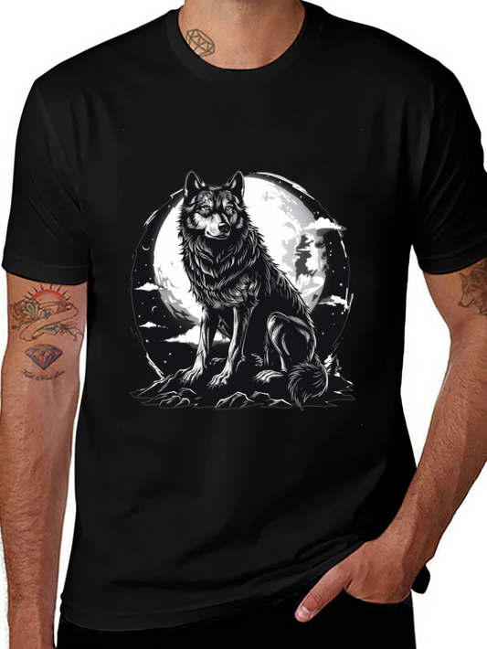 Wolf Moon Graphic Tee - Black Cotton Blend