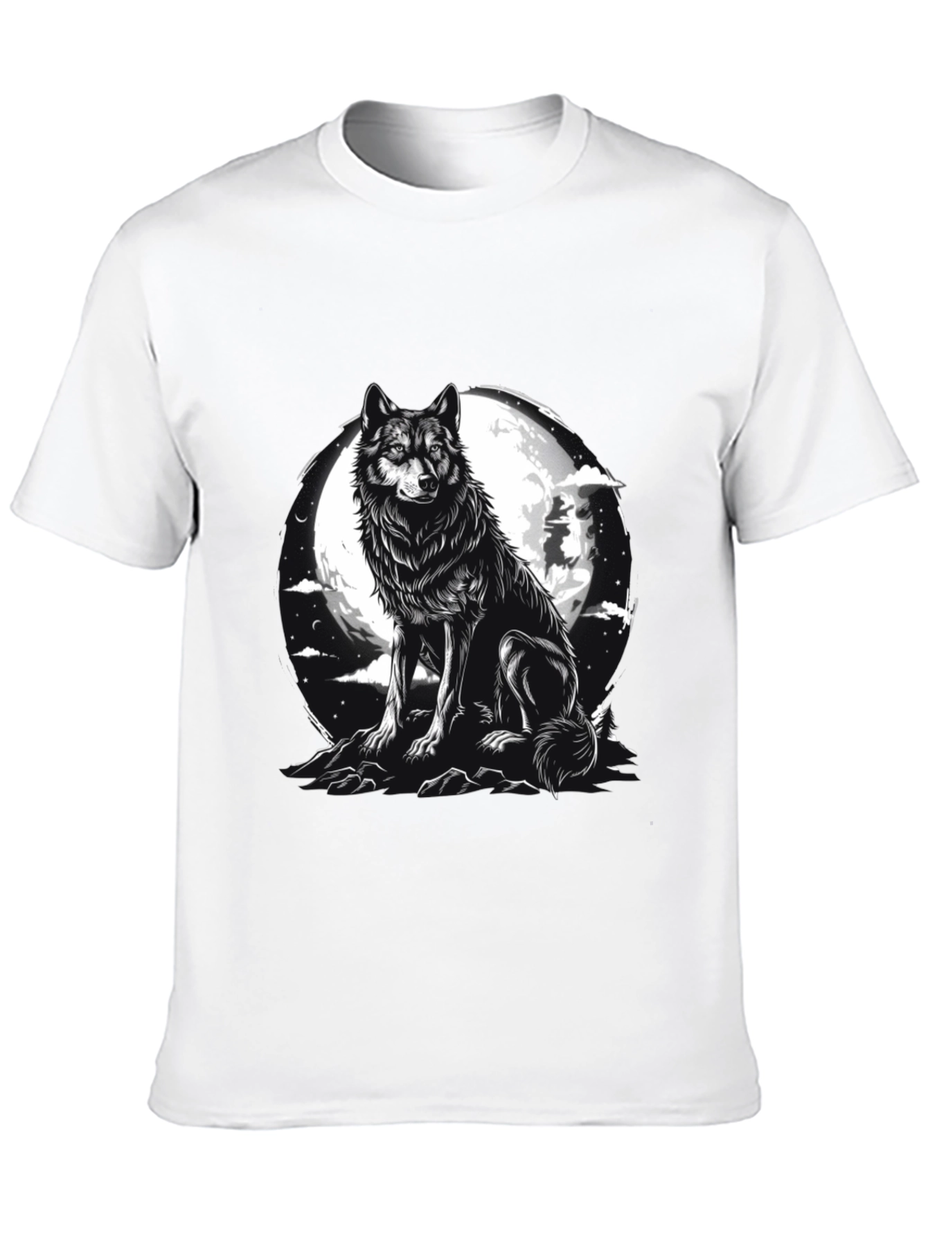 Wolf Moon Graphic Tee - Black Cotton Blend