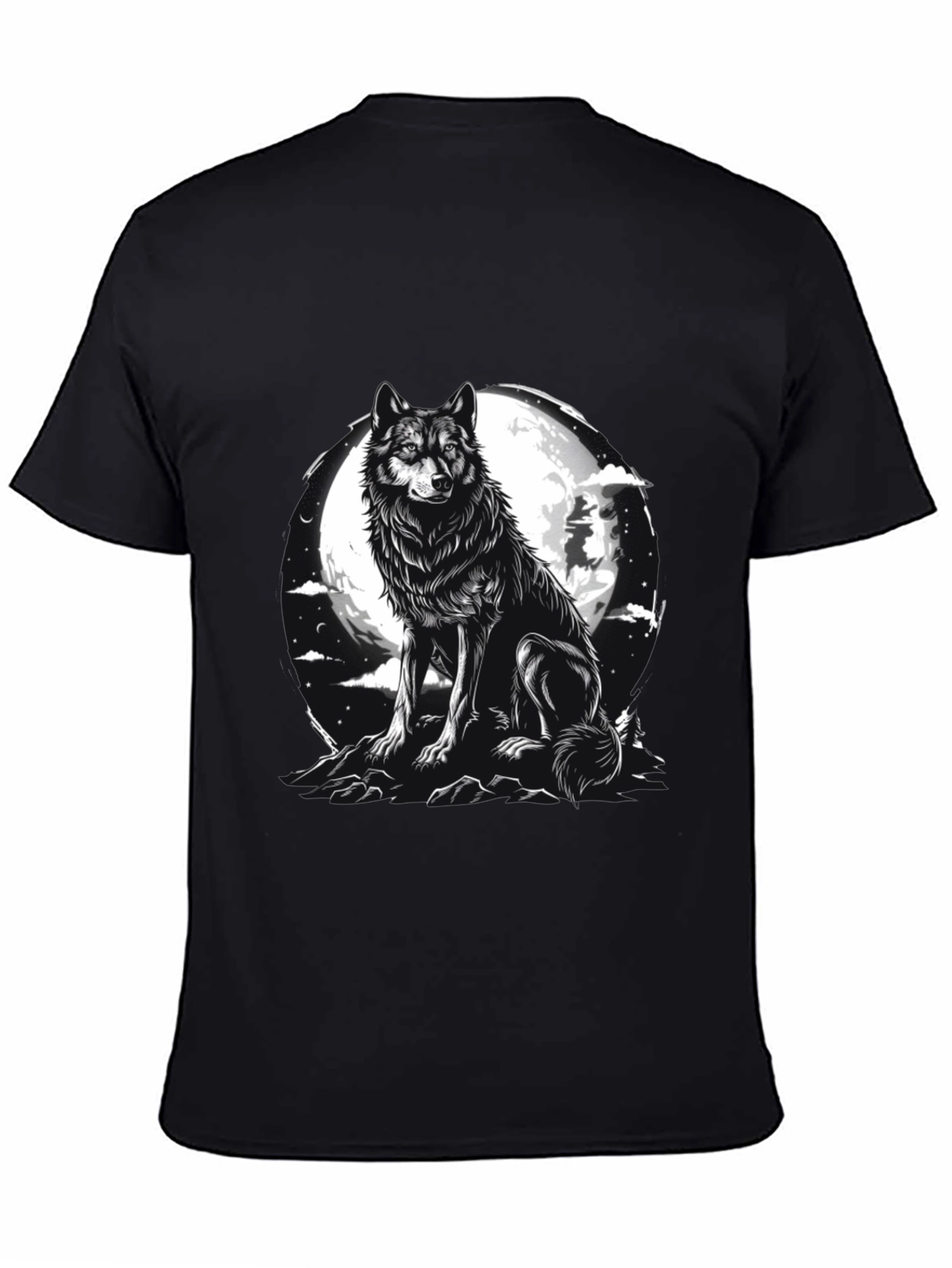 Wolf Moon Graphic Tee - Black Cotton Blend