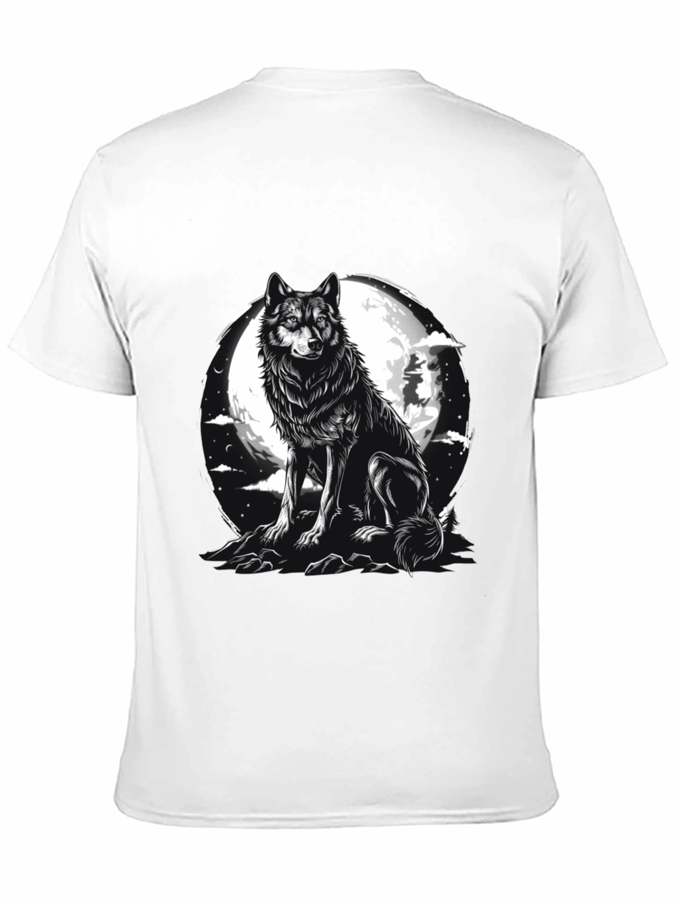 Wolf Moon Graphic Tee - Black Cotton Blend