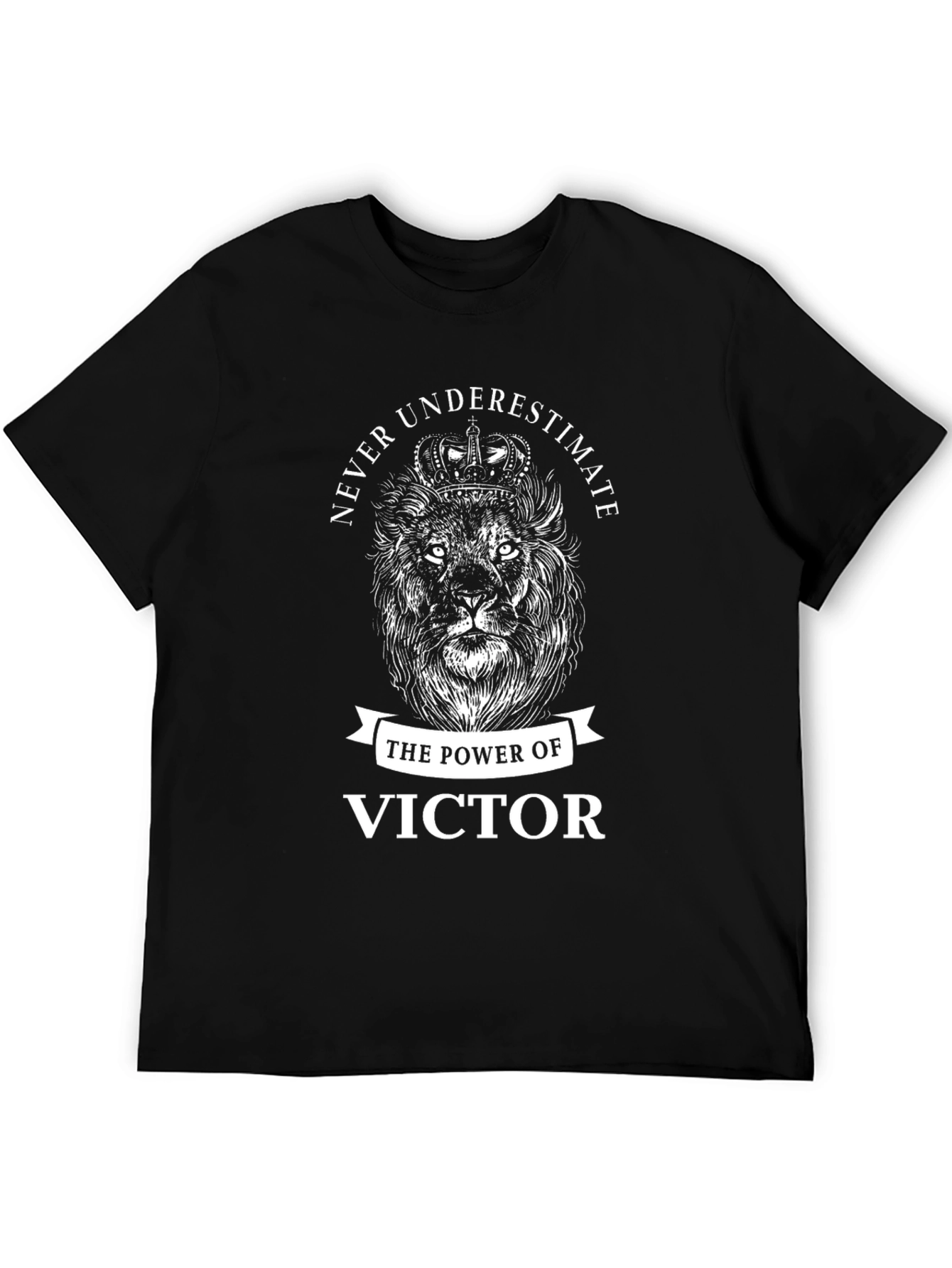 Never Underestimate Victor Lion Black Graphic T-Shirt