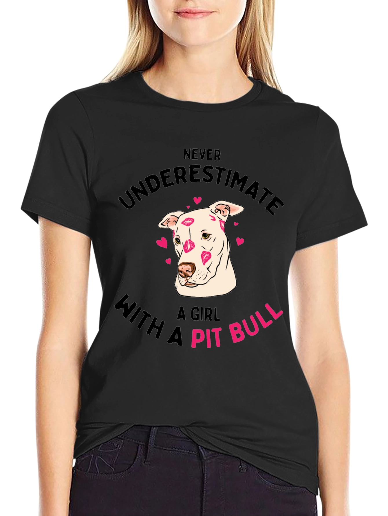 Girl Pit Bull Kiss T-Shirt Cute Dog Lover Tee