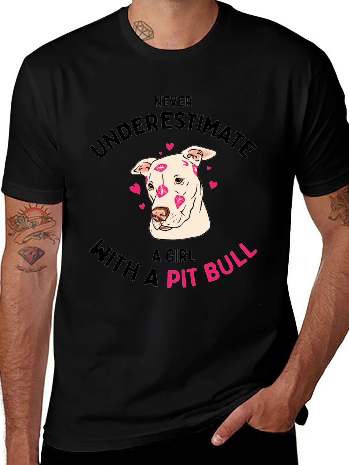 Girl Pit Bull Kiss T-Shirt Cute Dog Lover Tee
