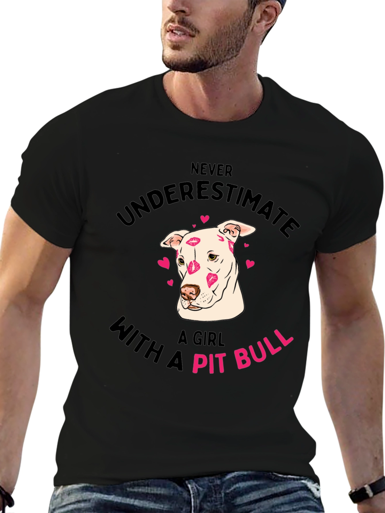 Girl Pit Bull Kiss T-Shirt Cute Dog Lover Tee