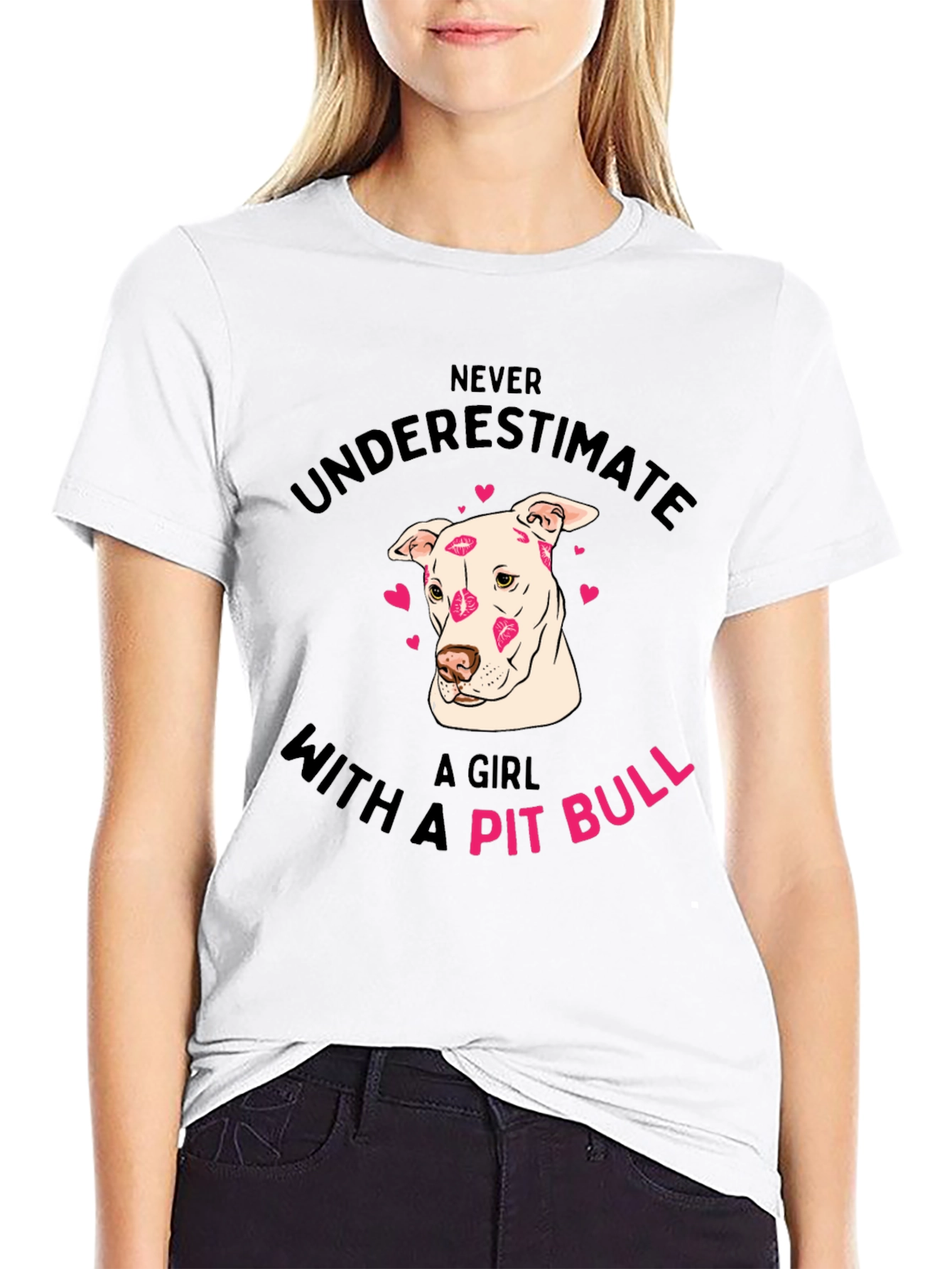 Girl Pit Bull Kiss T-Shirt Cute Dog Lover Tee
