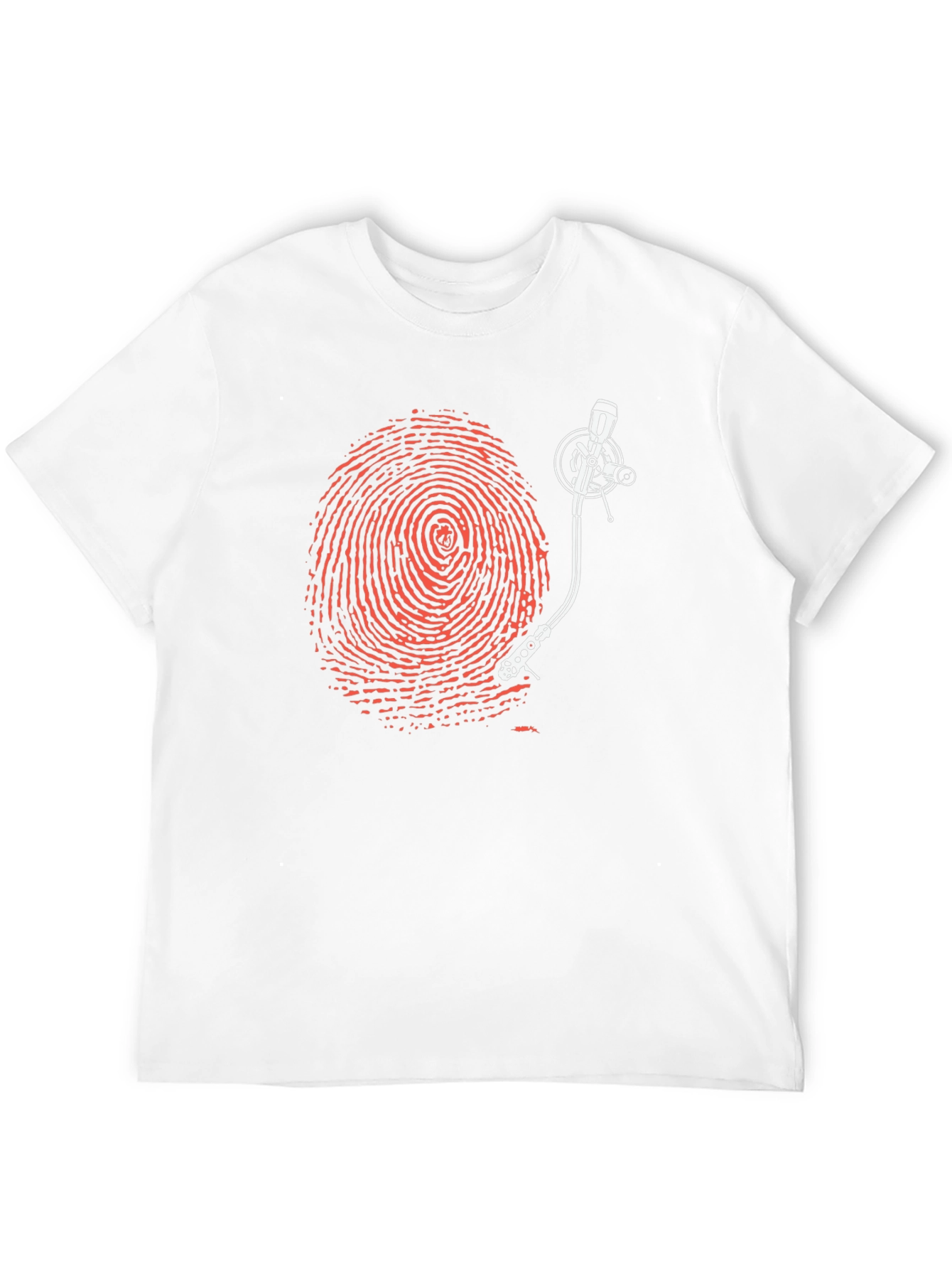 Fingerprint Turntable Graphic Tee - Unique Music Lover Shirt