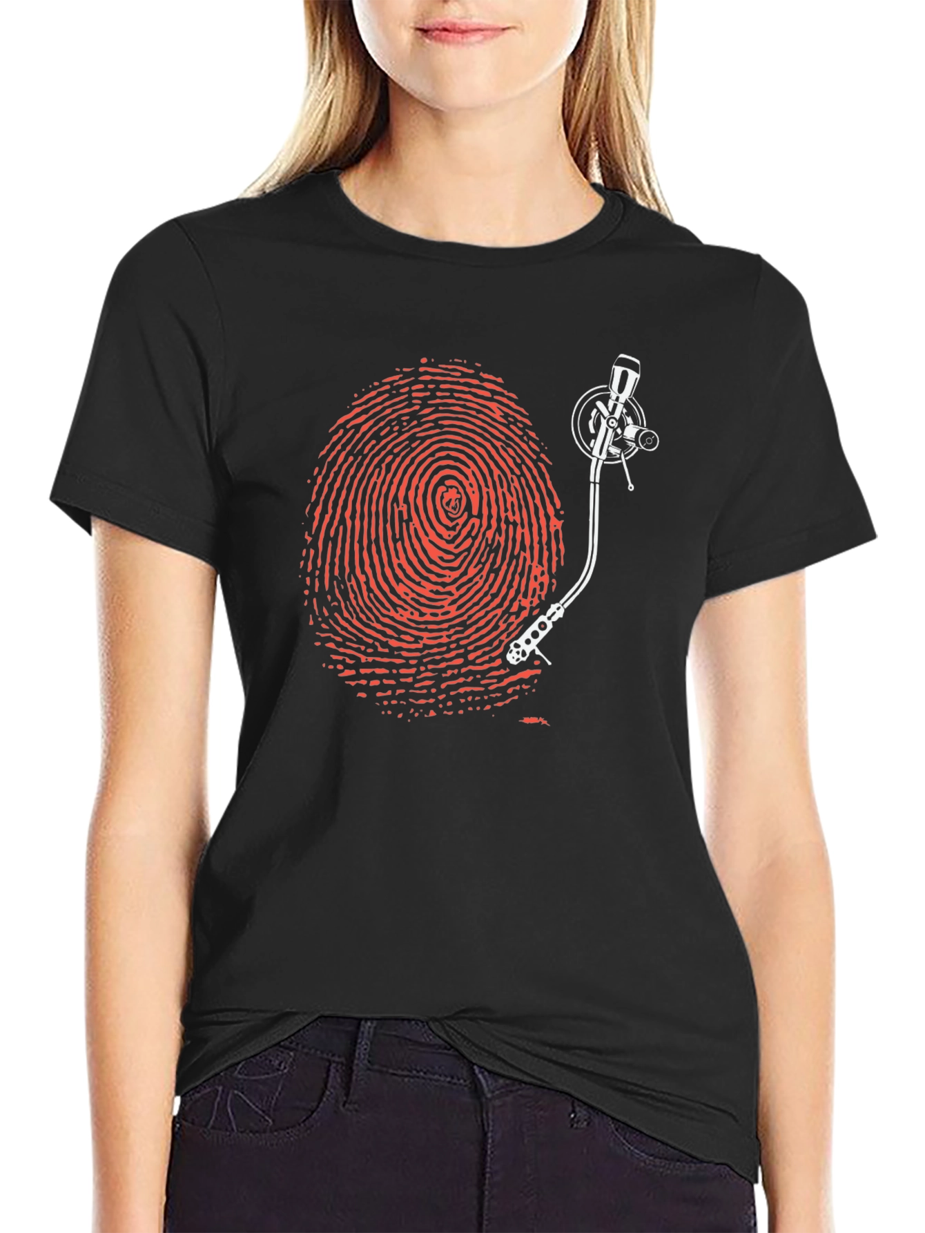 Fingerprint Turntable Graphic Tee - Unique Music Lover Shirt