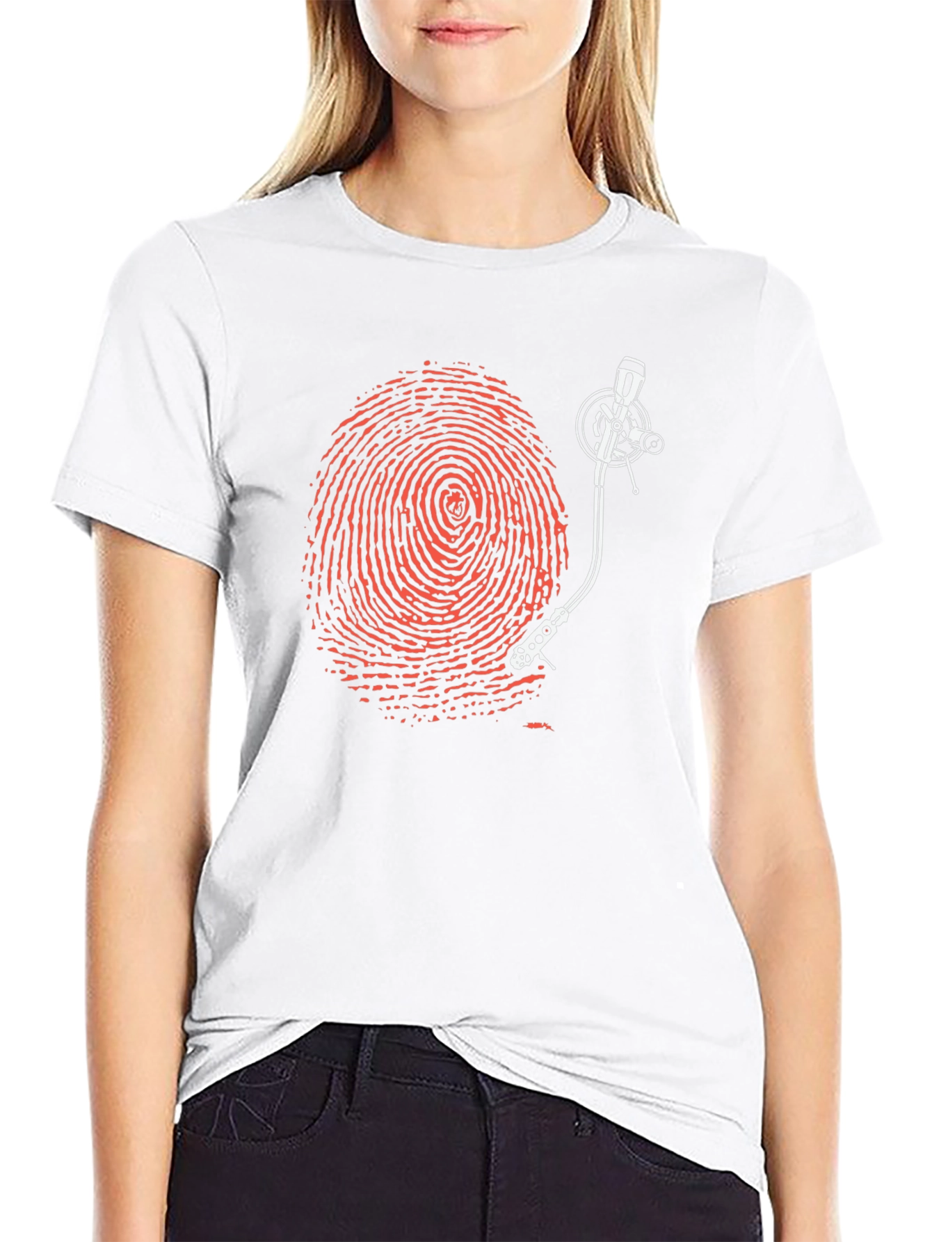 Fingerprint Turntable Graphic Tee - Unique Music Lover Shirt