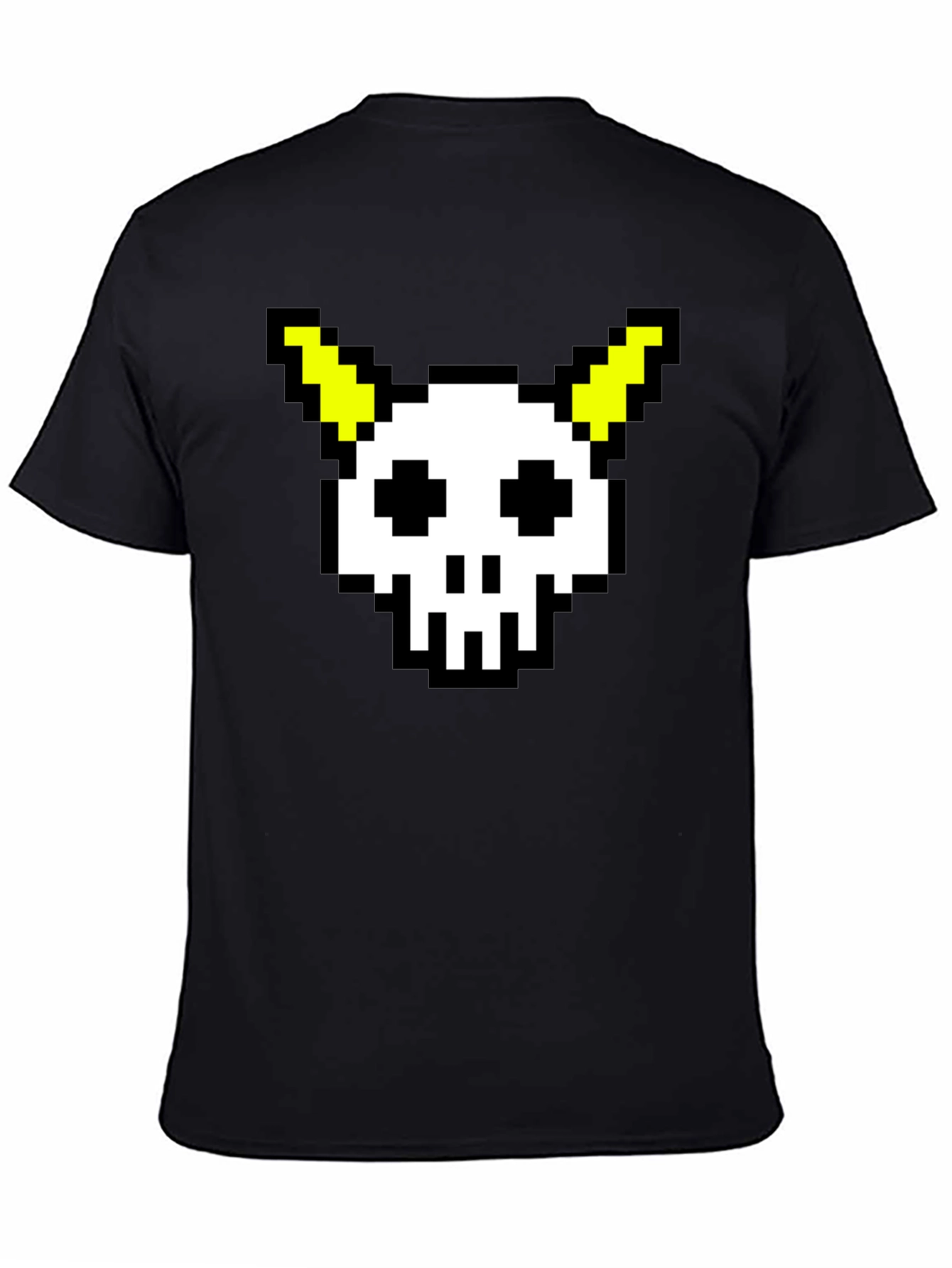 Pixel Skull & Horns Black T-Shirt