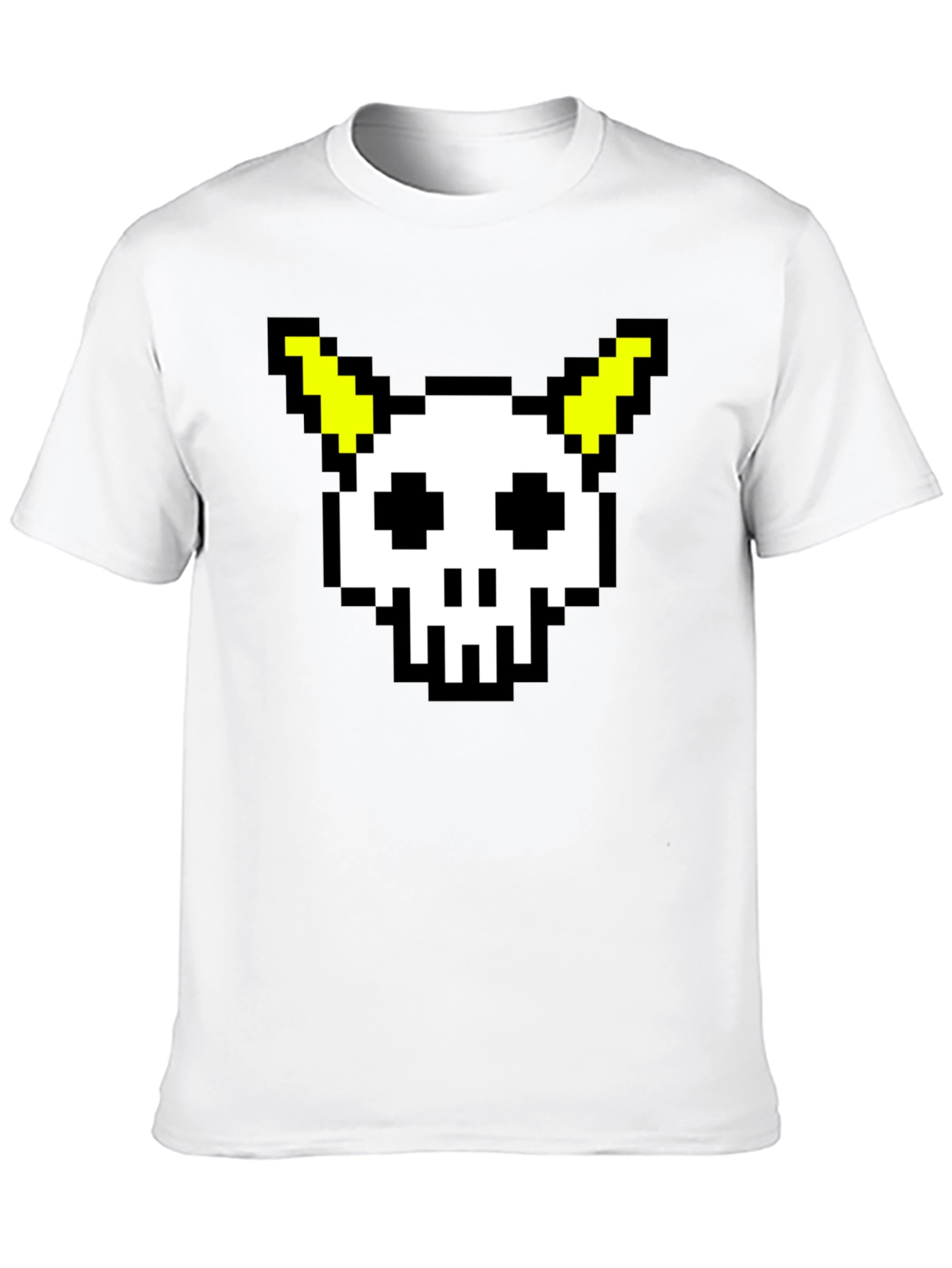 Pixel Skull & Horns Black T-Shirt