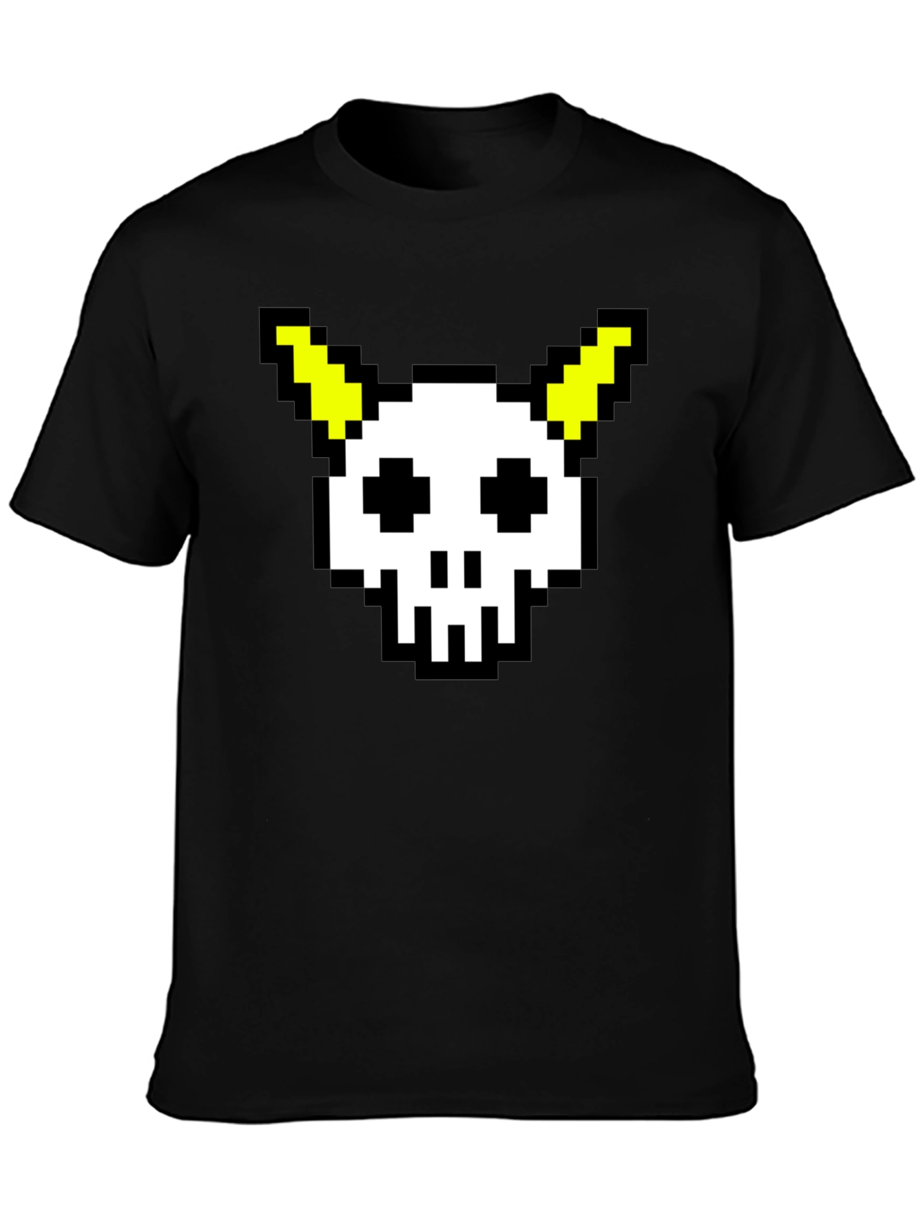 Pixel Skull & Horns Black T-Shirt