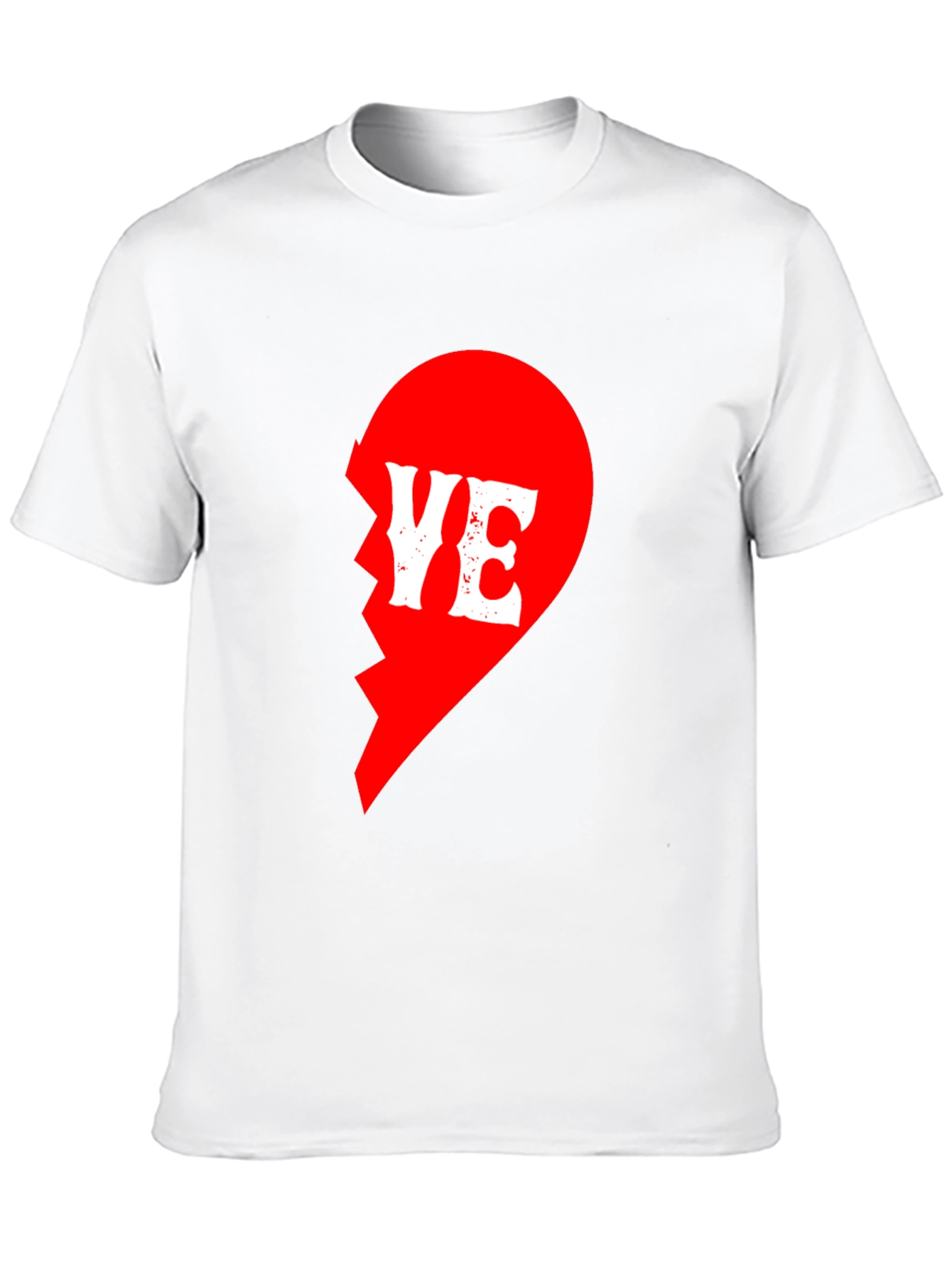 Broken Heart YE Graphic Print Black T-Shirt