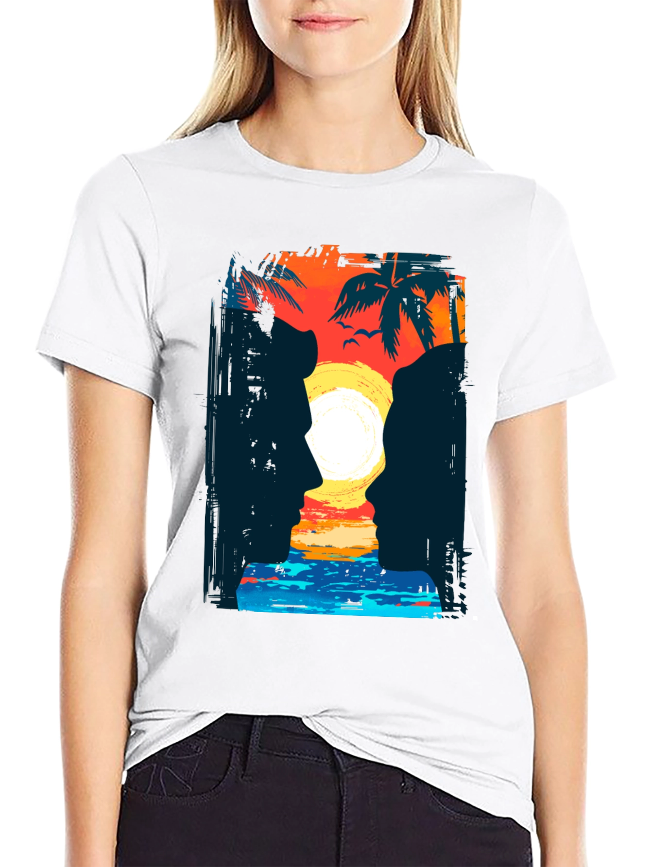 Sunset Silhouette Graphic T-Shirt - Coastal Romance