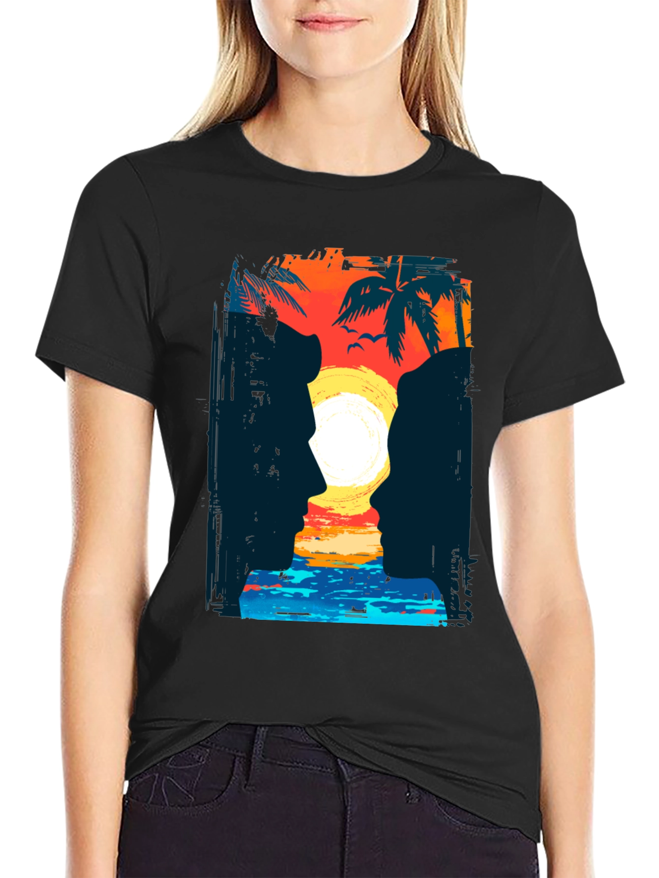 Sunset Silhouette Graphic T-Shirt - Coastal Romance