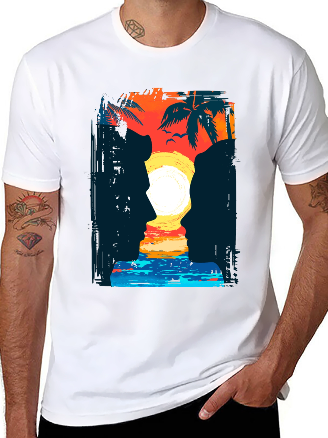 Sunset Silhouette Graphic T-Shirt - Coastal Romance