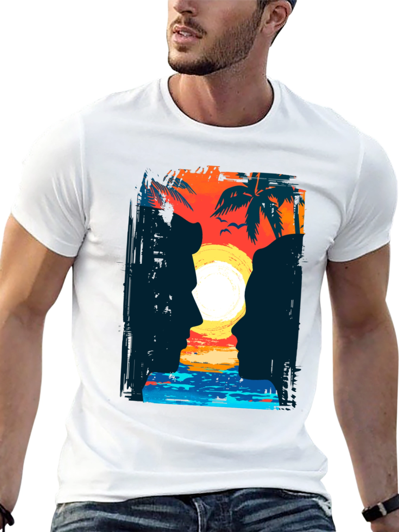Sunset Silhouette Graphic T-Shirt - Coastal Romance