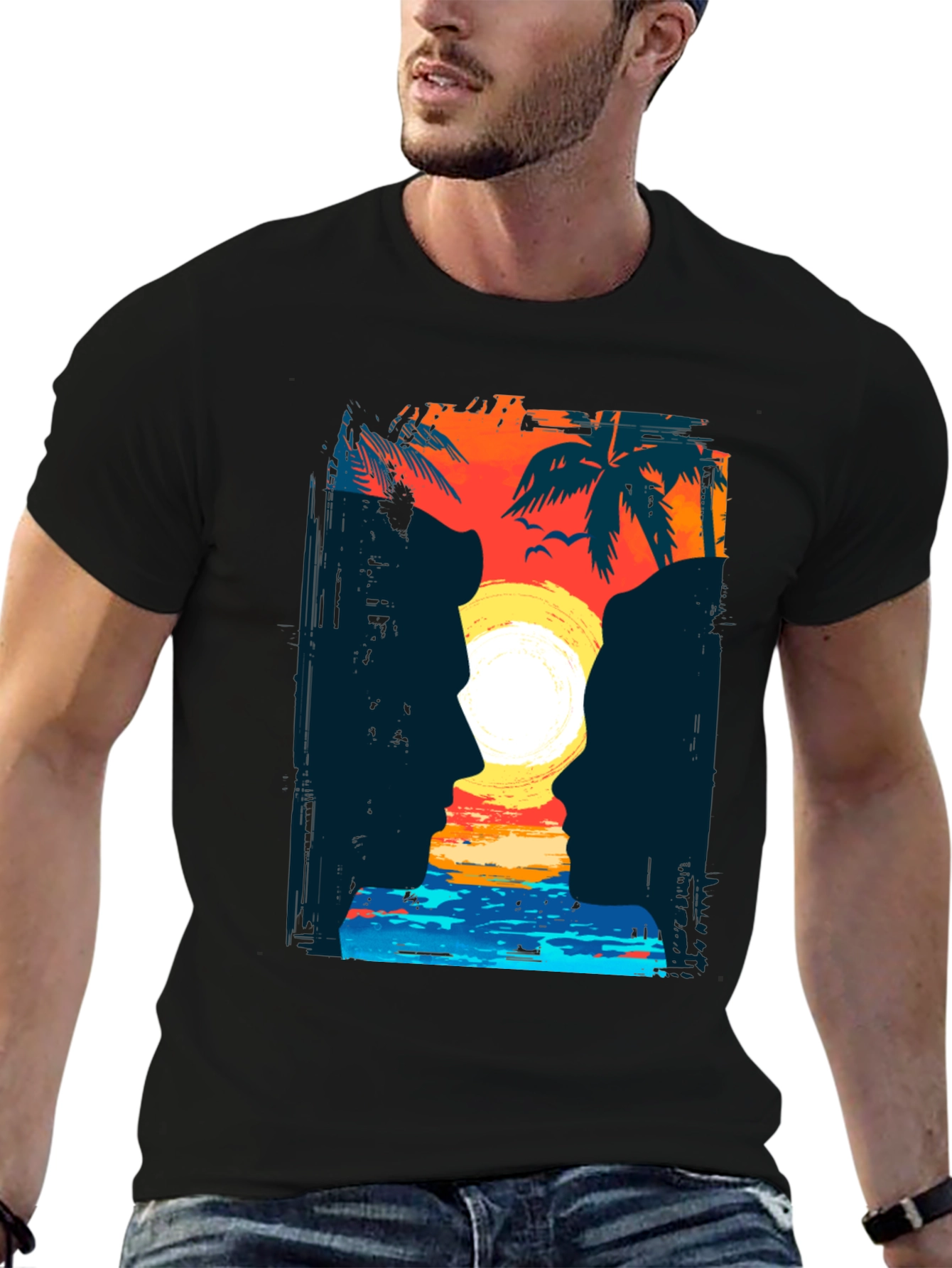 Sunset Silhouette Graphic T-Shirt - Coastal Romance