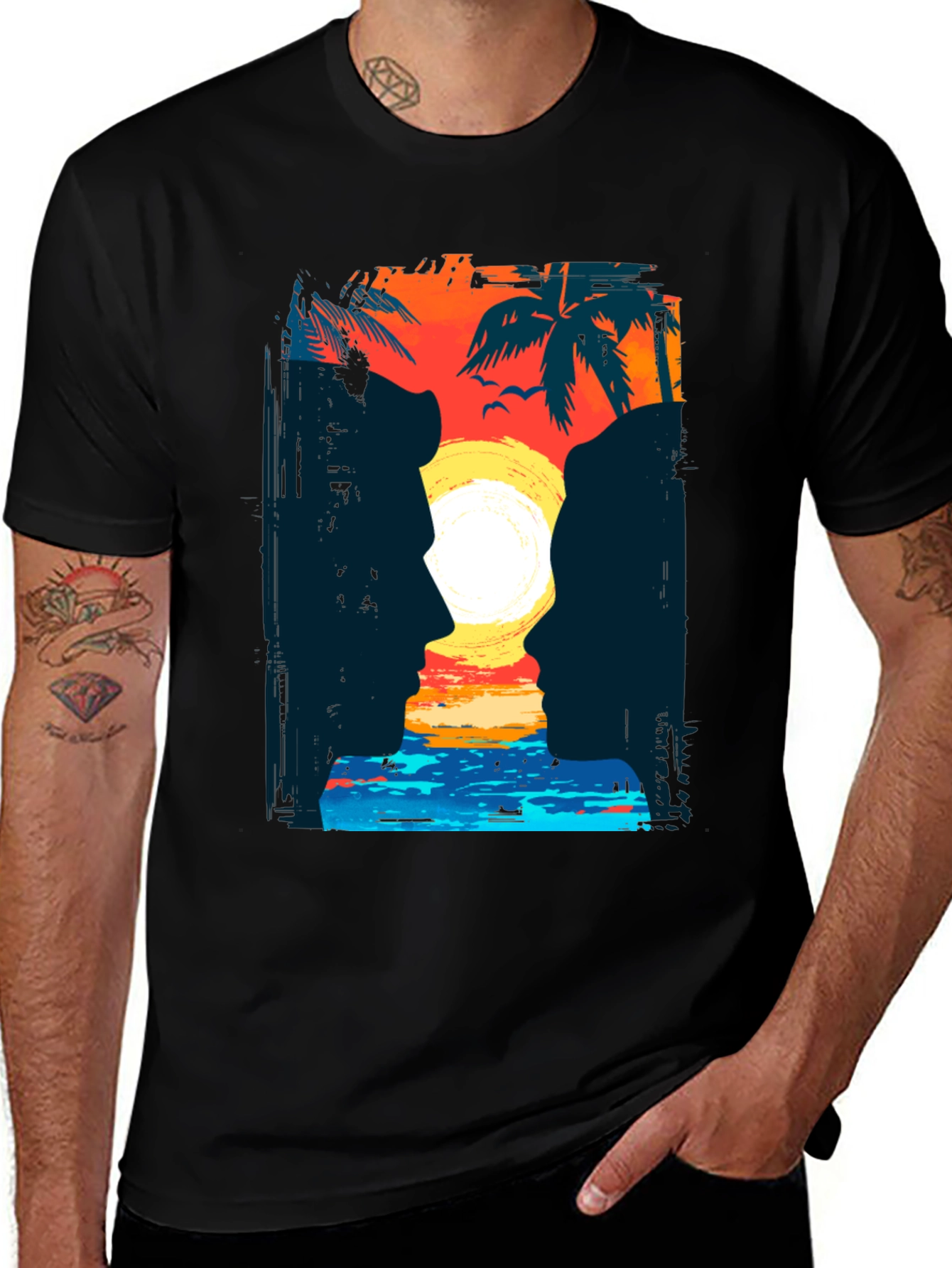 Sunset Silhouette Graphic T-Shirt - Coastal Romance