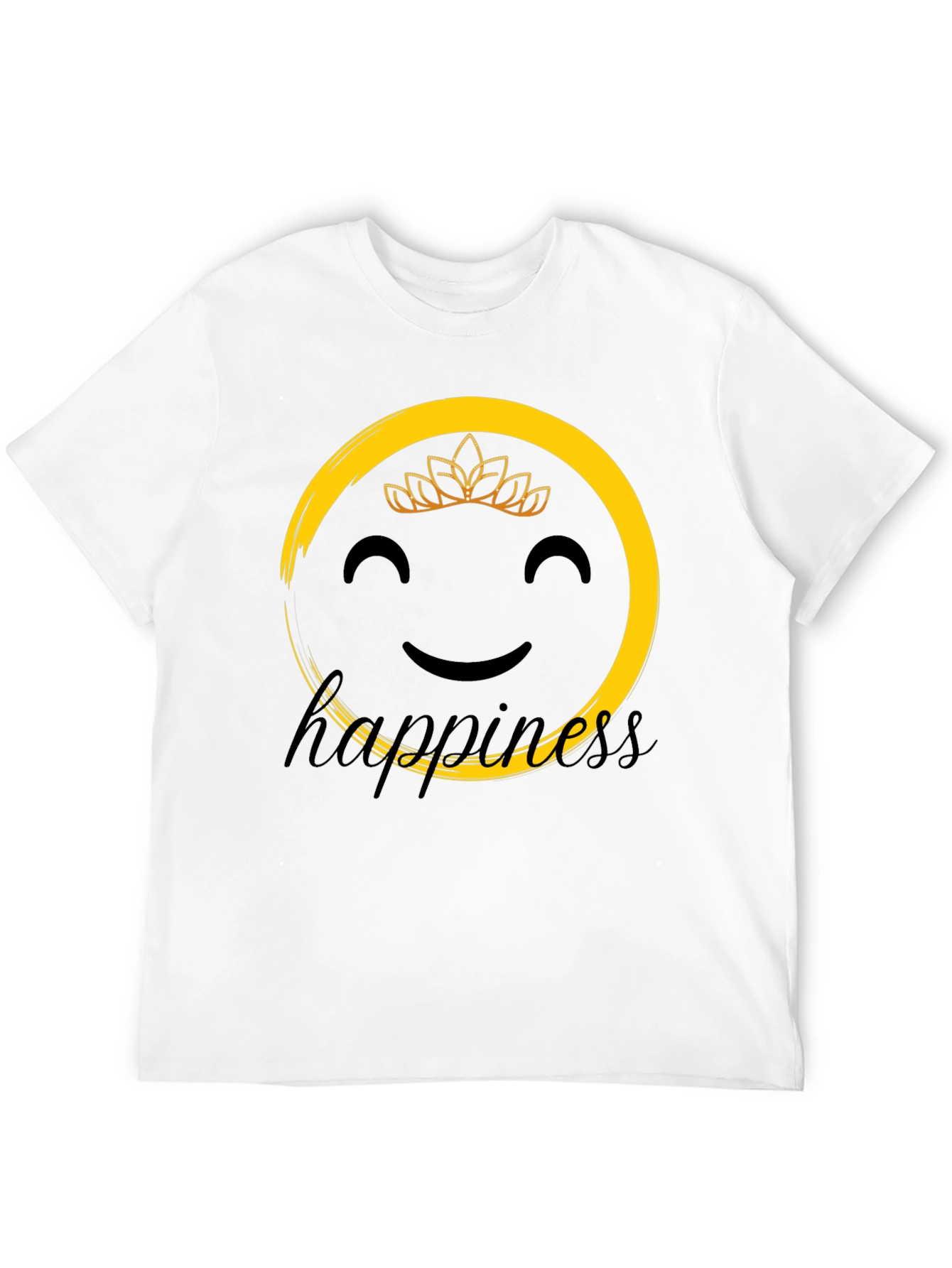 Happiness Graphic Tee - Smiley Face Crown Black T-Shirt