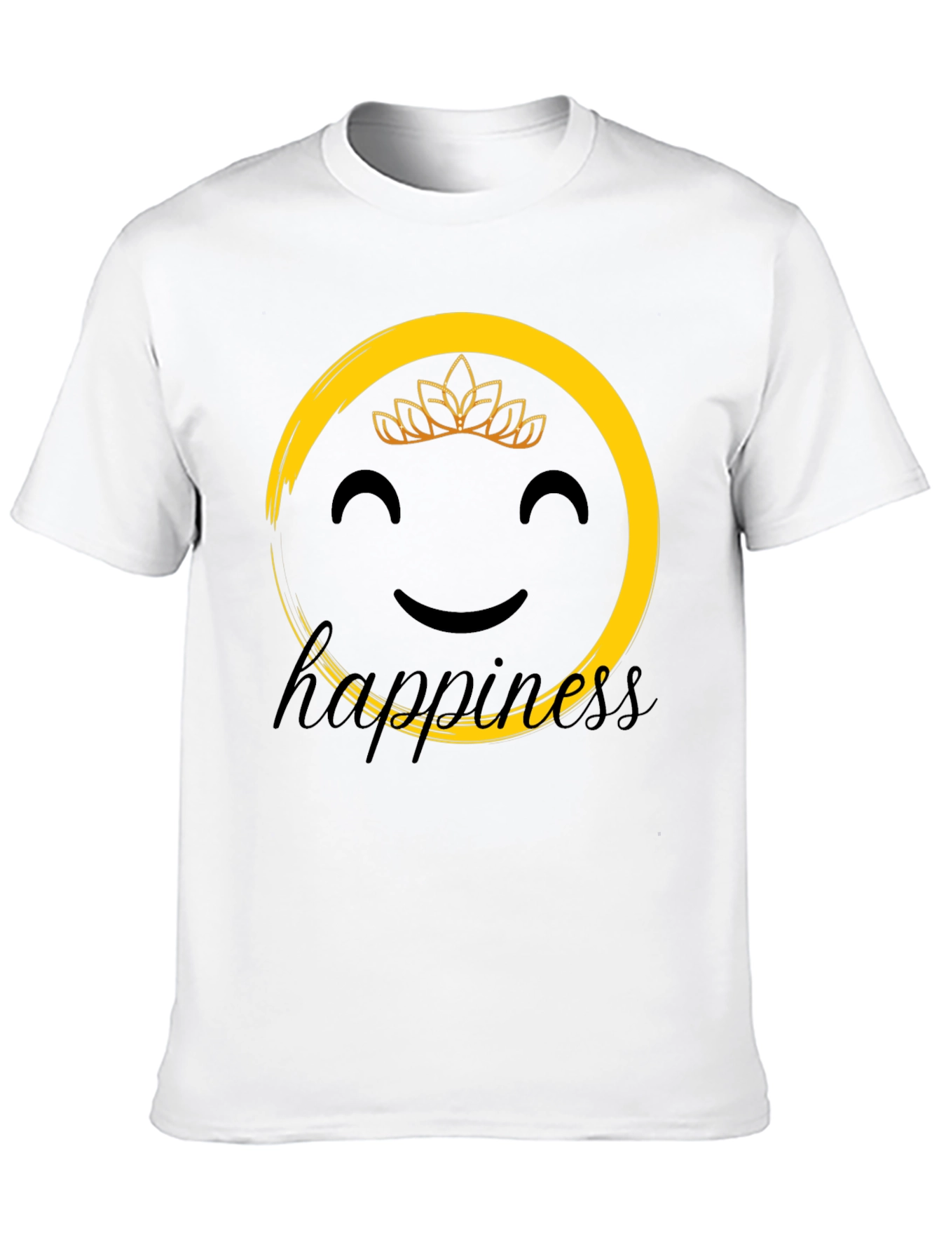 Happiness Graphic Tee - Smiley Face Crown Black T-Shirt