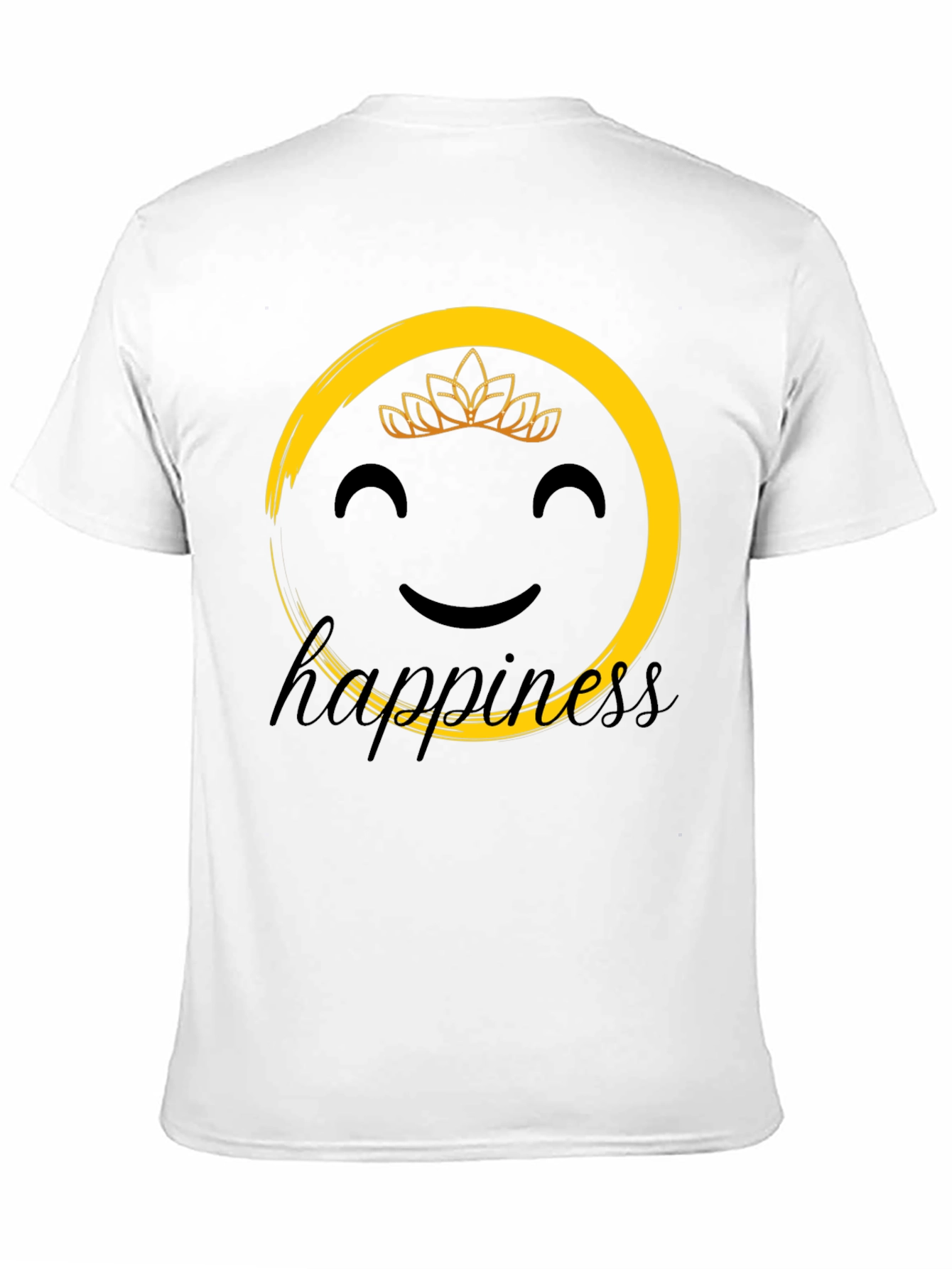 Happiness Graphic Tee - Smiley Face Crown Black T-Shirt