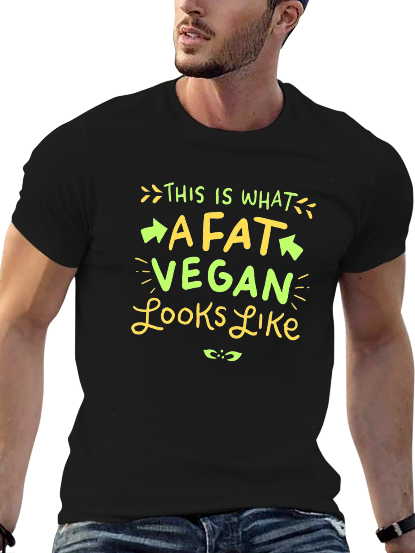 Funny Vegan T-Shirt - Fat Vegan Looks Like Tee