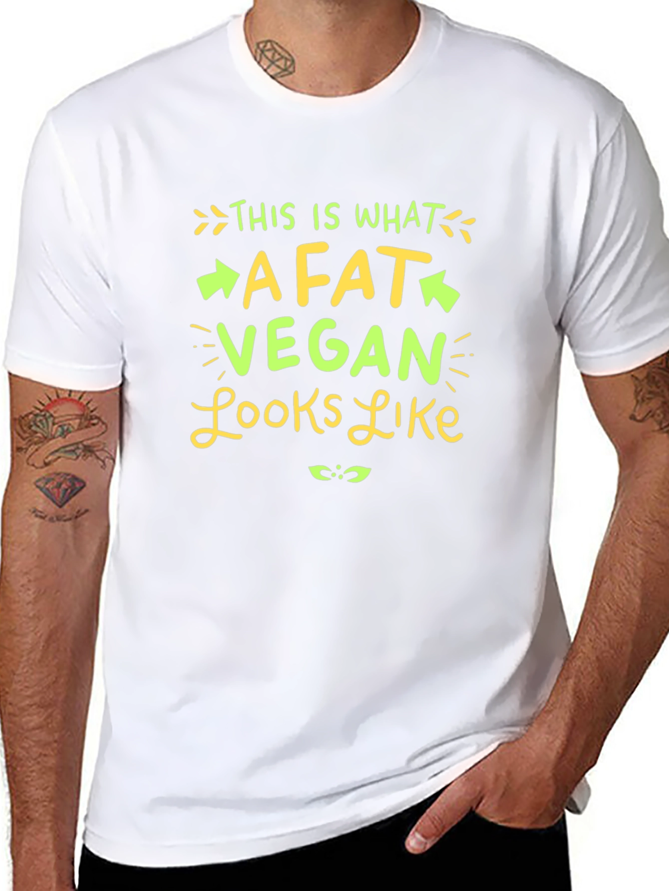 Funny Vegan T-Shirt - Fat Vegan Looks Like Tee