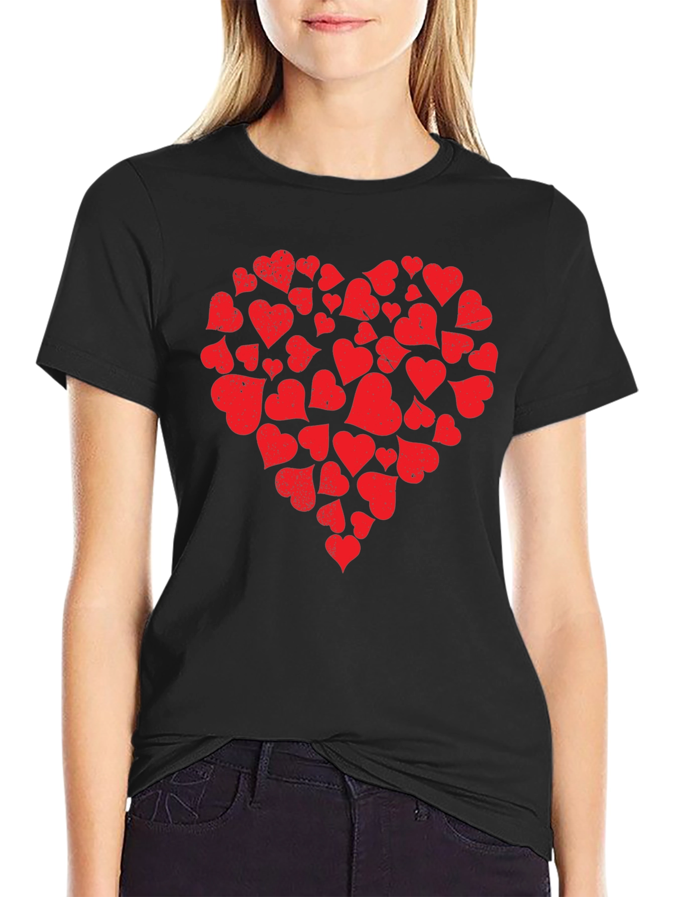 Heart Valentines T-Shirt - Black