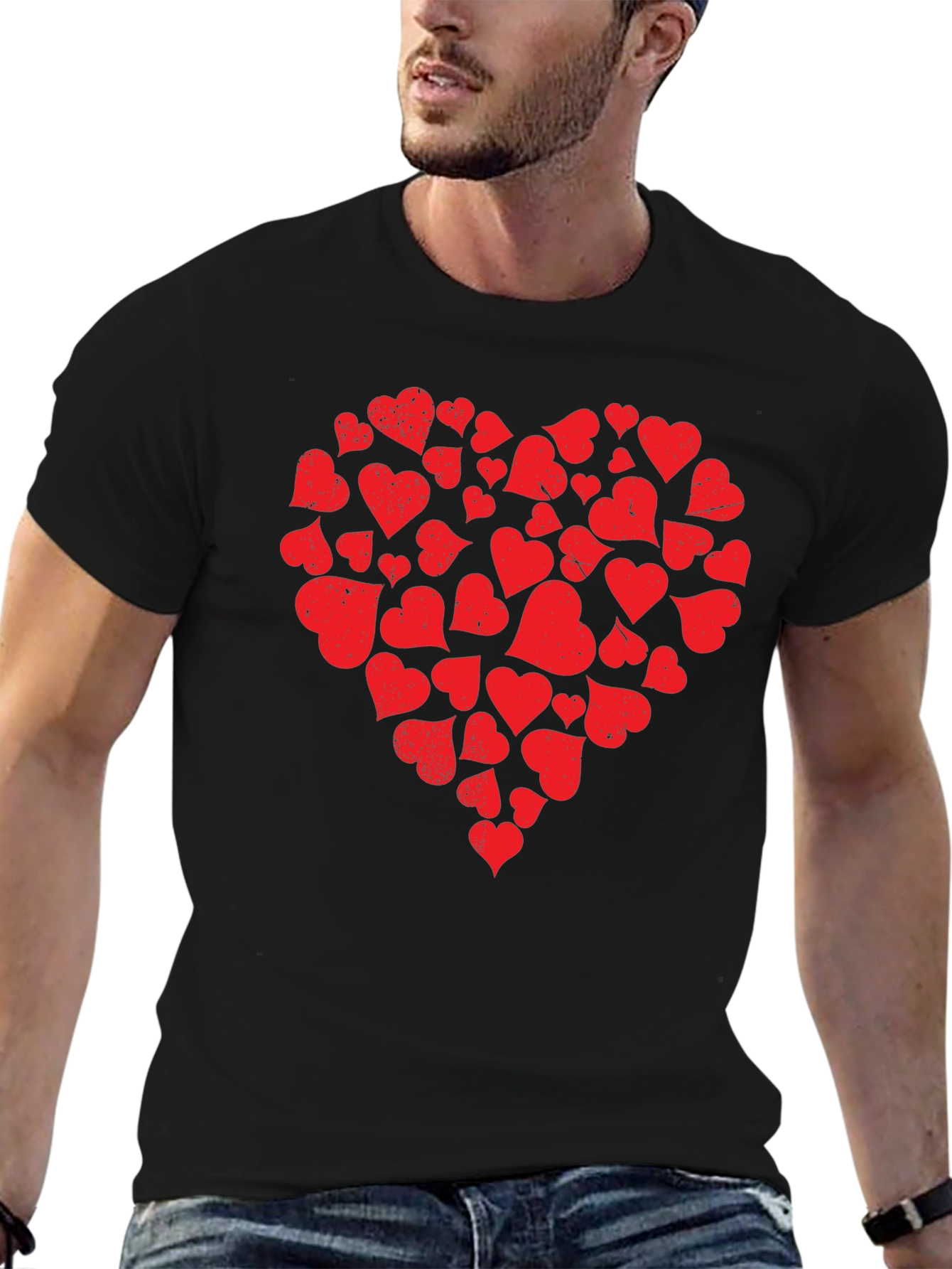 Heart Valentines T-Shirt - Black
