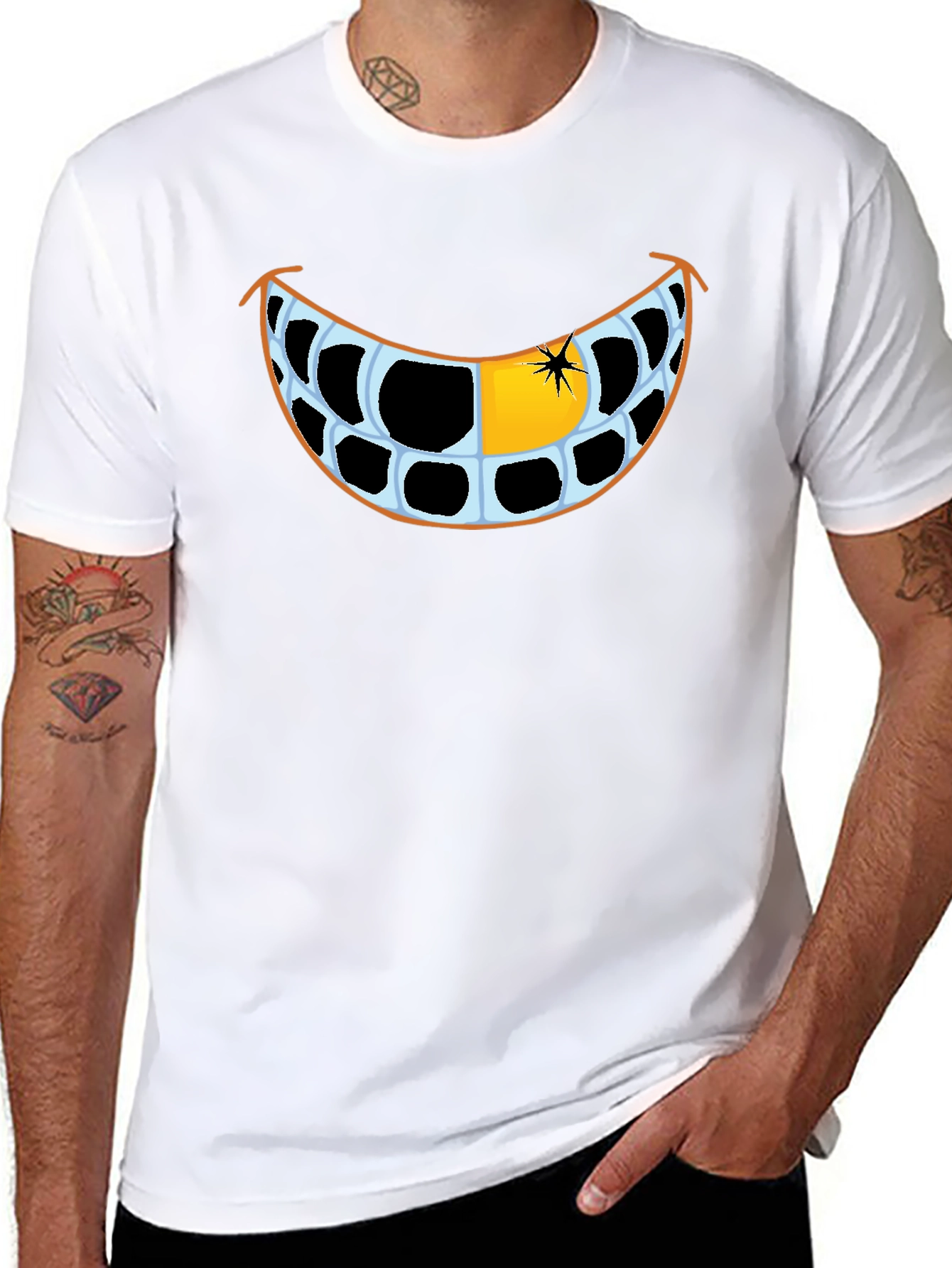Funny Grinning Teeth Graphic T-Shirt
