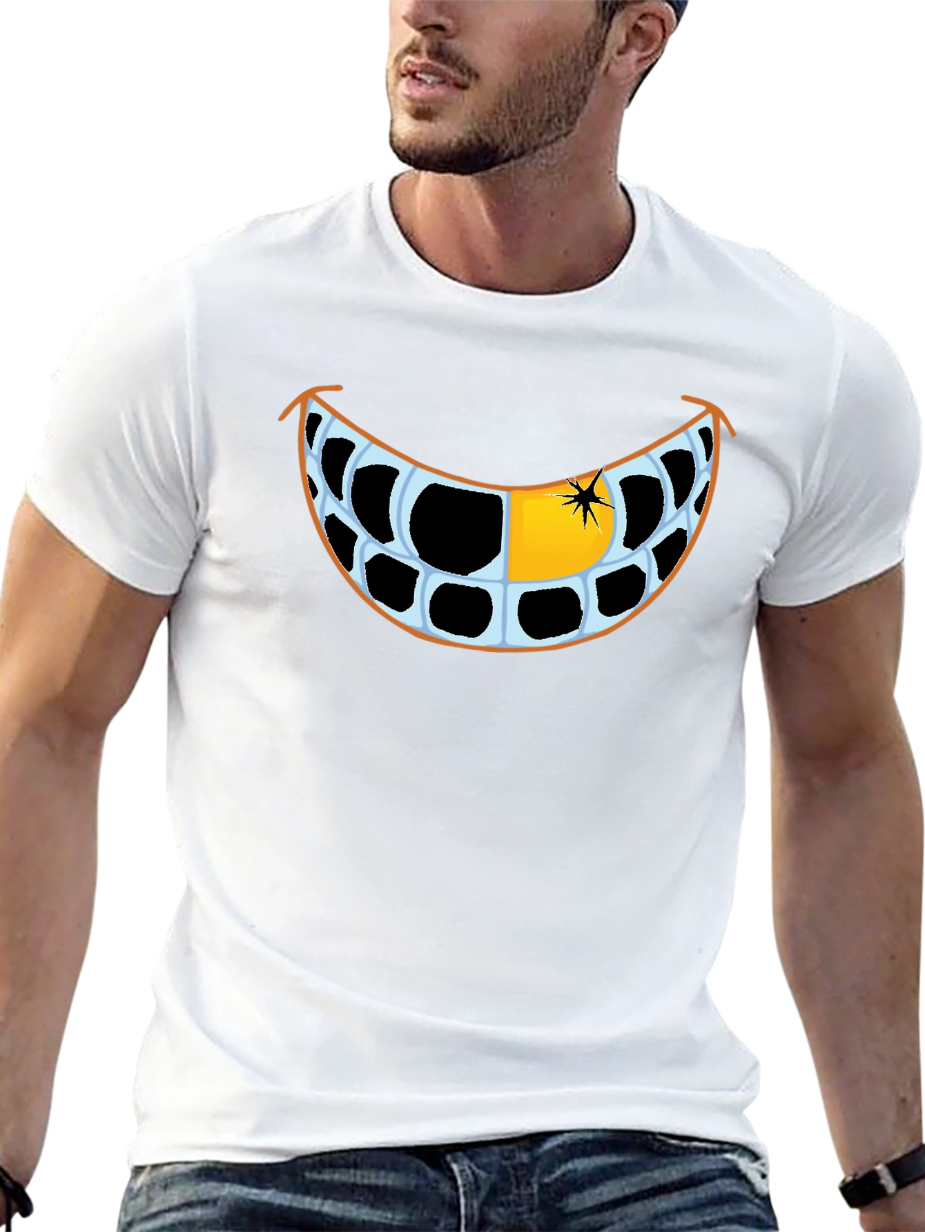 Funny Grinning Teeth Graphic T-Shirt