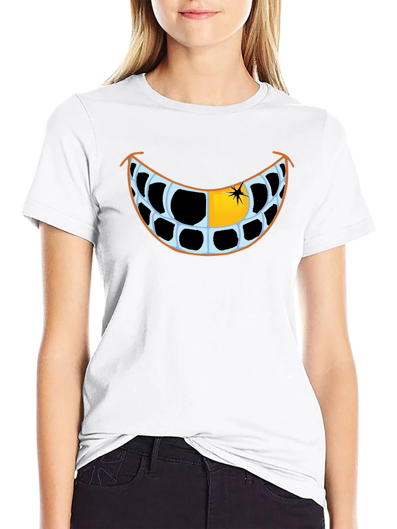 Funny Grinning Teeth Graphic T-Shirt