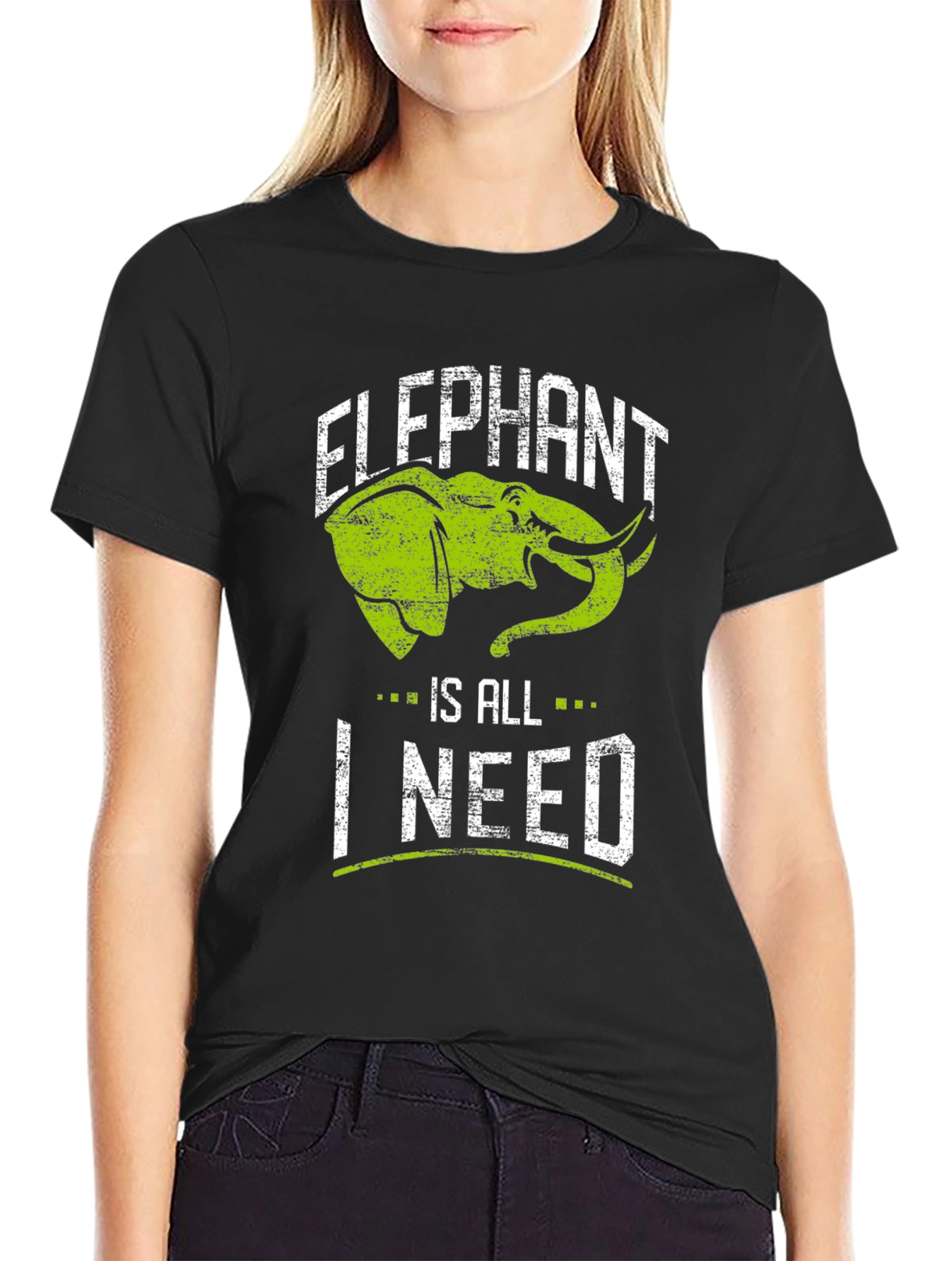 Elephant Is All I Need Black T-Shirt