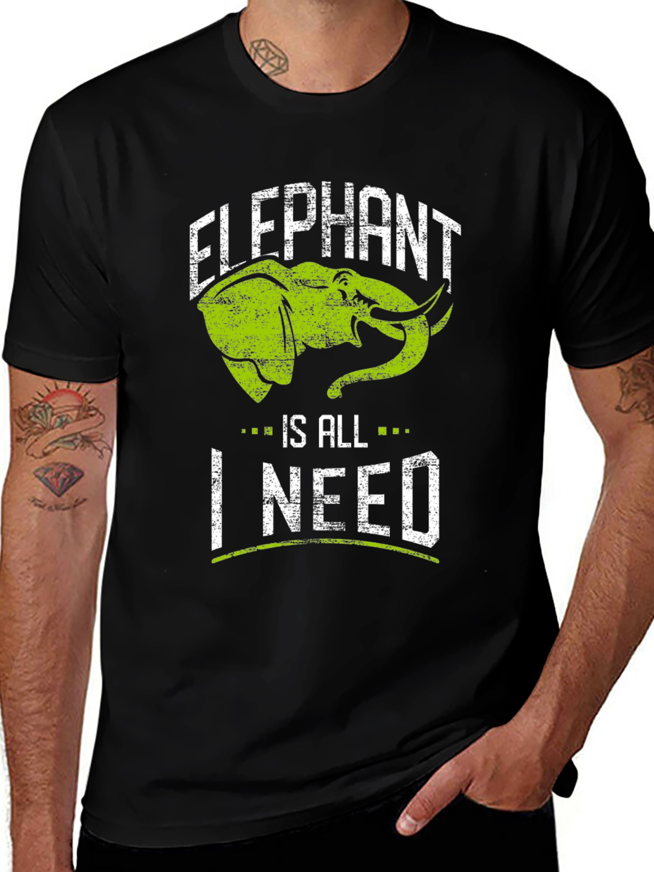 Elephant Is All I Need Black T-Shirt