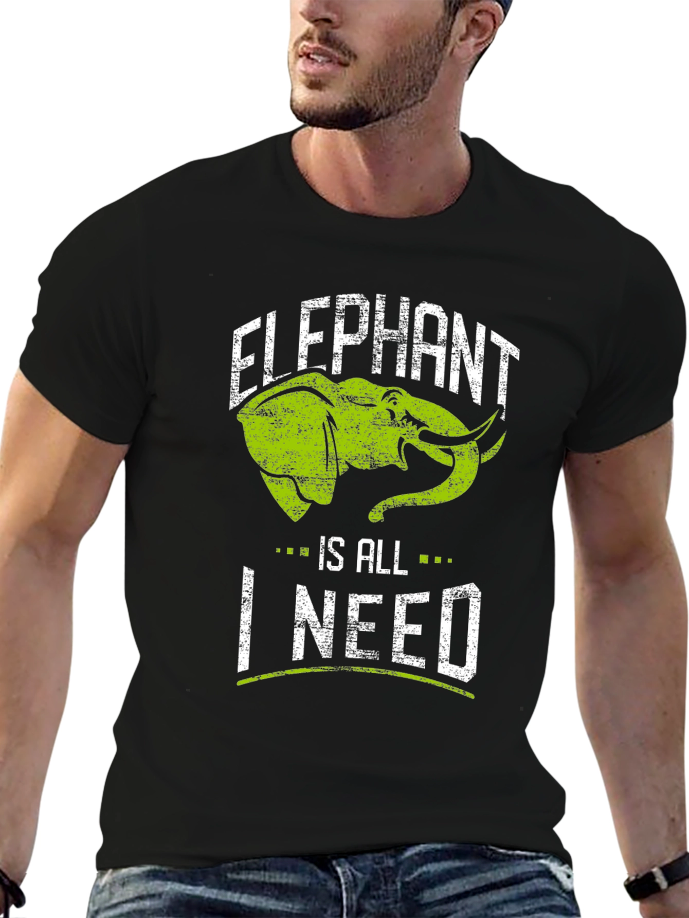 Elephant Is All I Need Black T-Shirt
