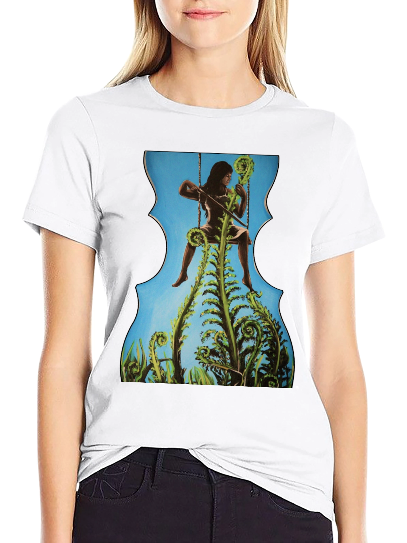 Fern Woman Graphic Tee - Unique Artistic Design