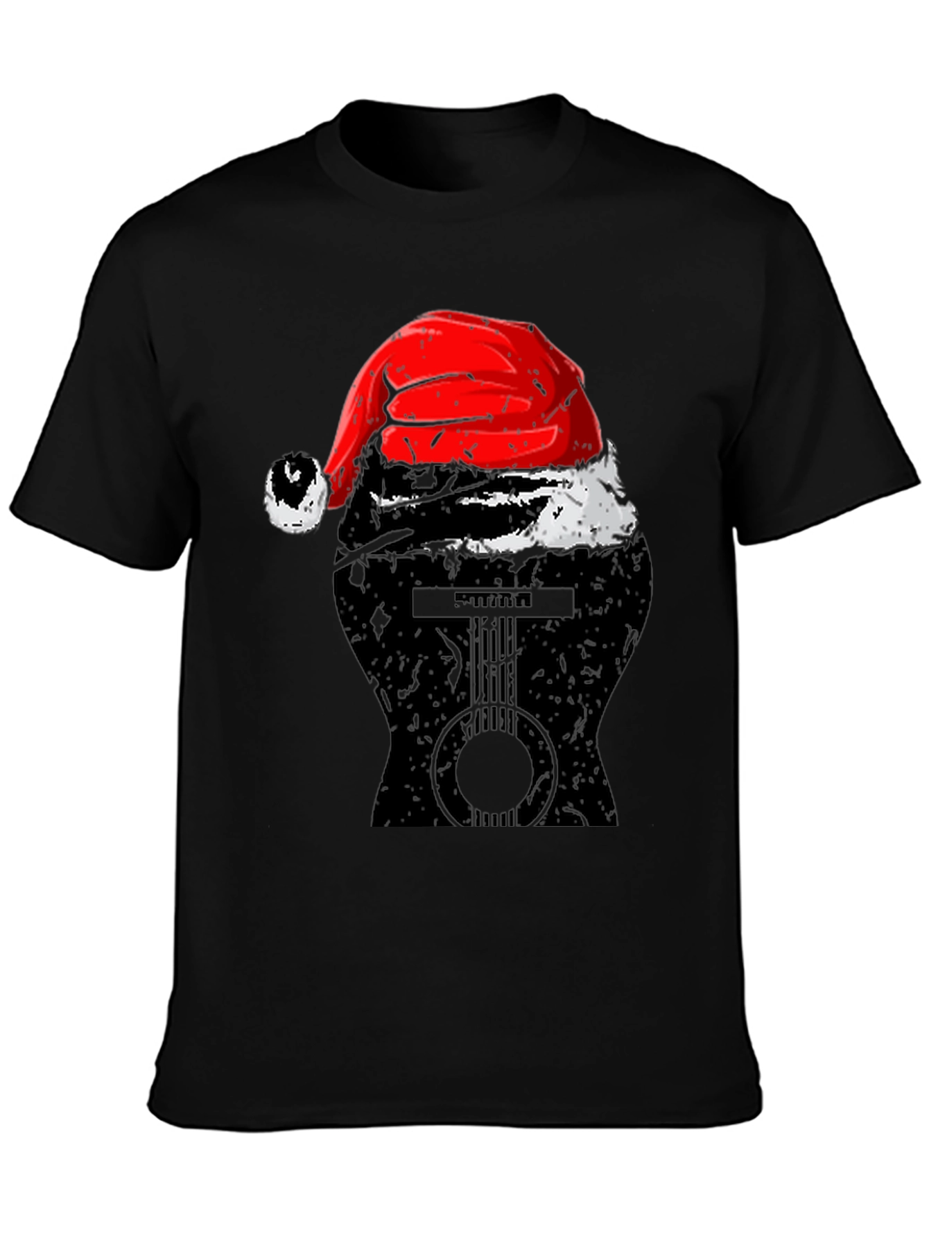 Guitar Santa Hat Graphic Tee