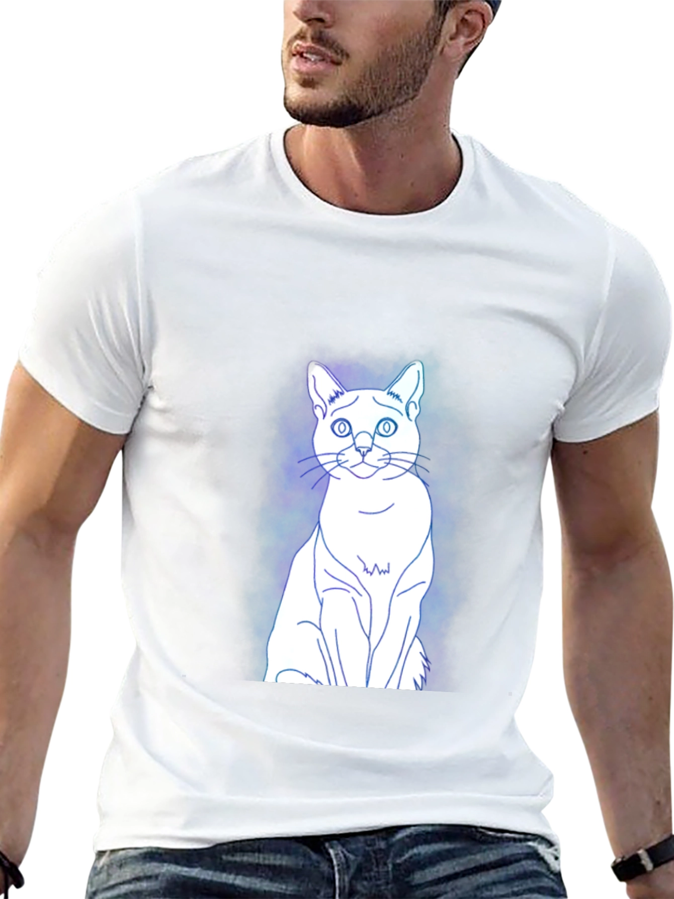 Cool Cat Graphic Tee - Black Cotton Blend T-Shirt