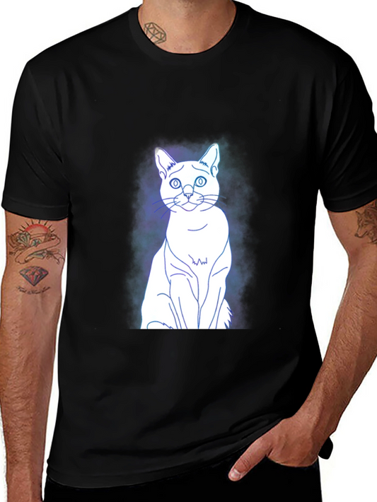 Cool Cat Graphic Tee - Black Cotton Blend T-Shirt