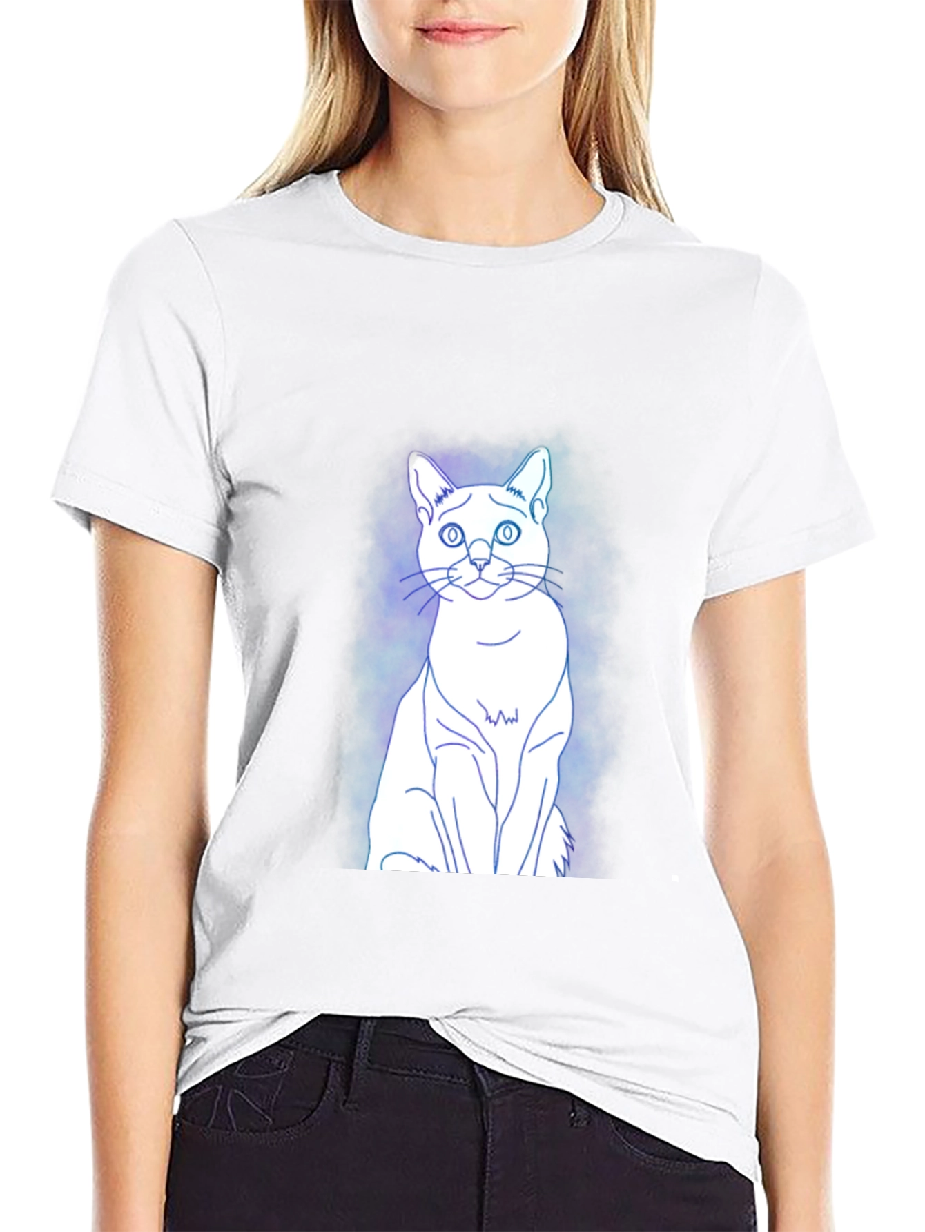 Cool Cat Graphic Tee - Black Cotton Blend T-Shirt