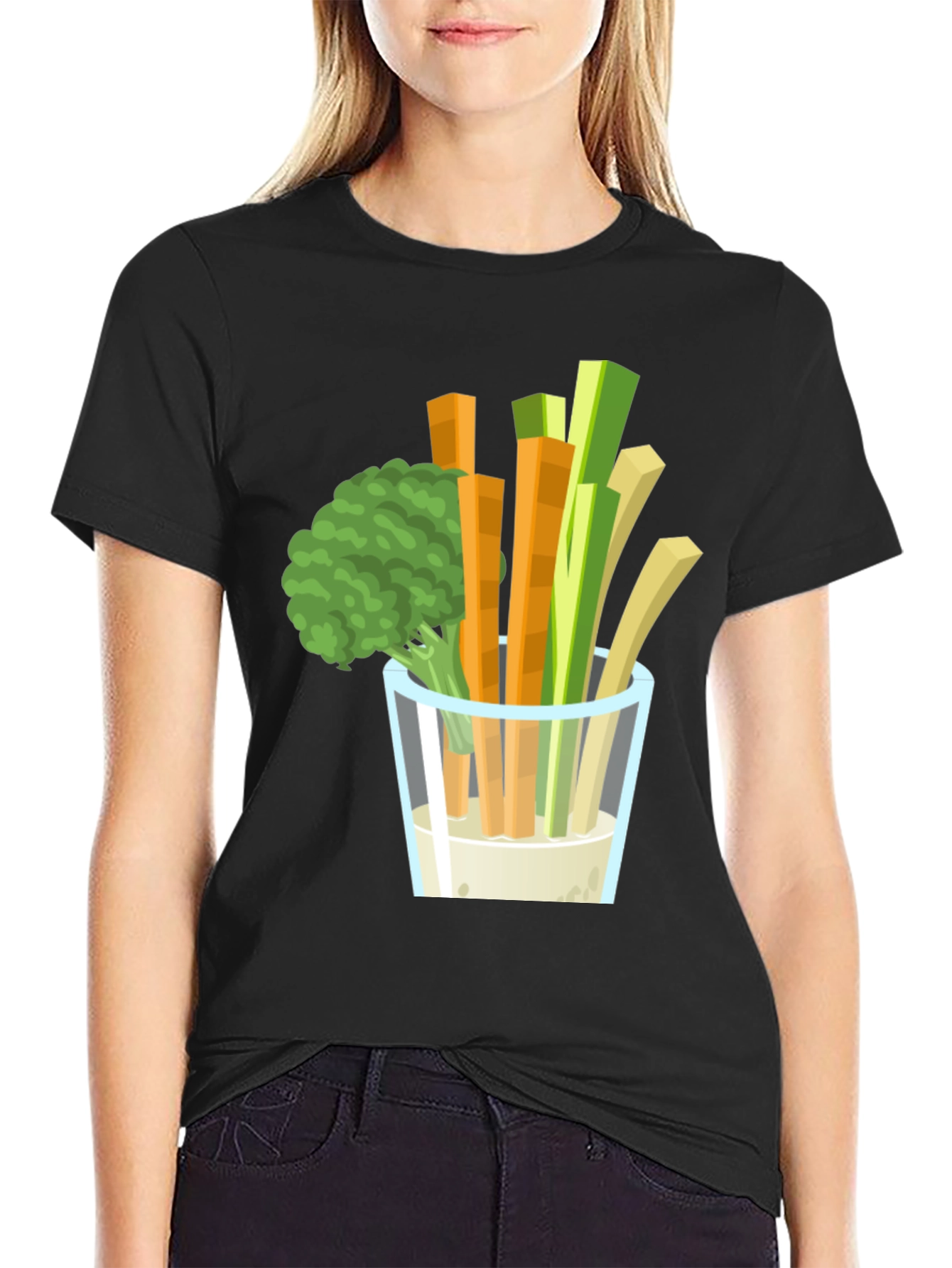 Veggie Dip Graphic Tee - Black Cotton T-Shirt