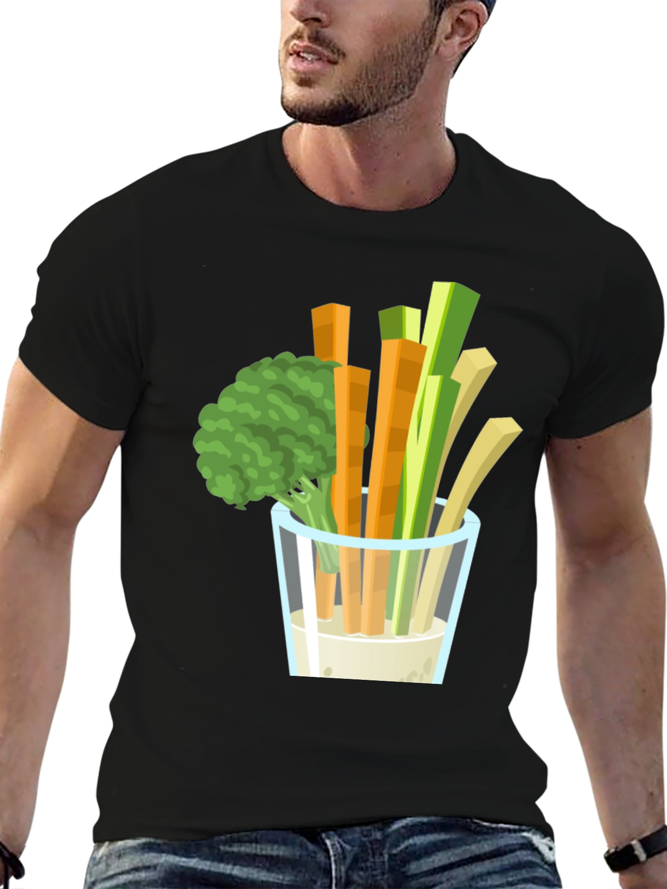 Veggie Dip Graphic Tee - Black Cotton T-Shirt