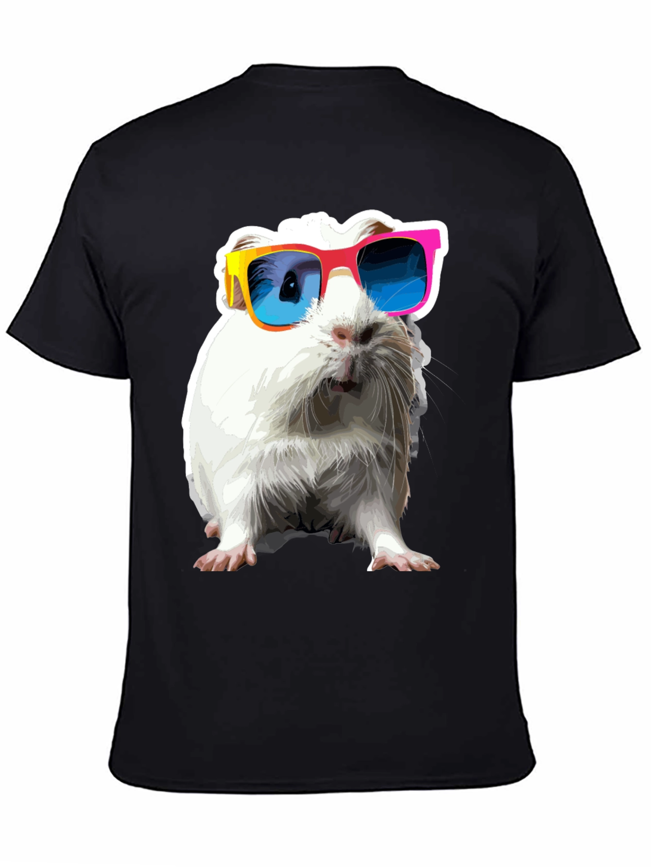 Cool Guinea Pig Graphic Tee - Black Cotton T-Shirt