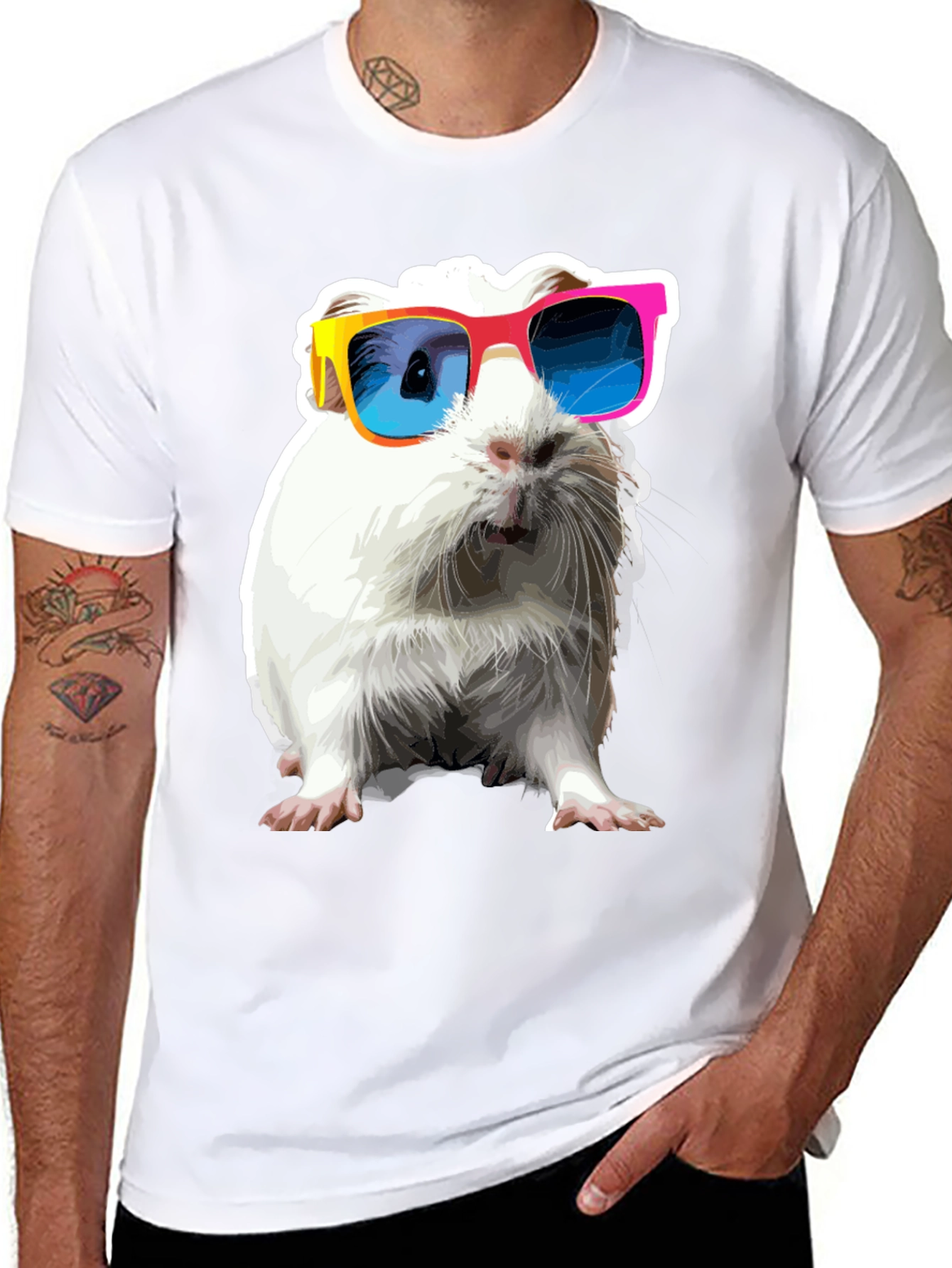 Cool Guinea Pig Graphic Tee - Black Cotton T-Shirt