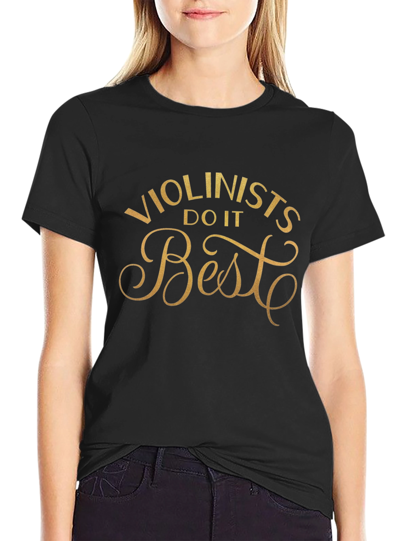 Violinists Do It Best Black Graphic Tee