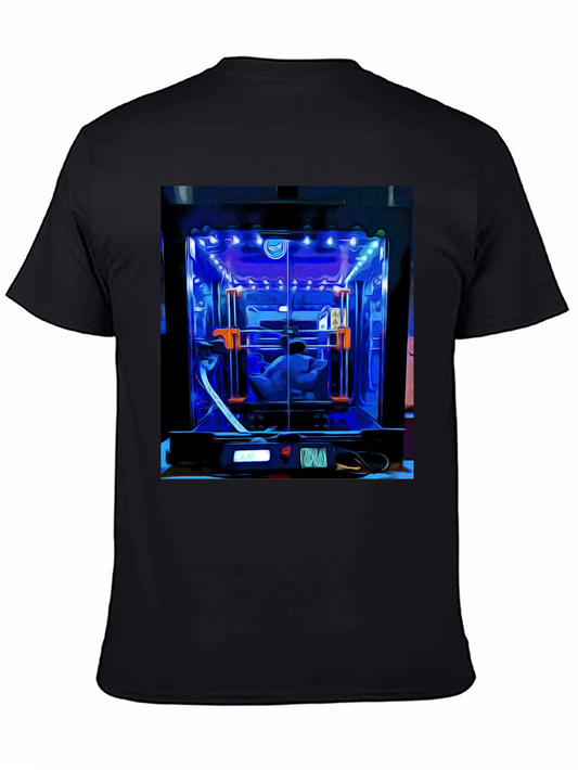 3D Printer Art Graphic Tee - Black Cotton