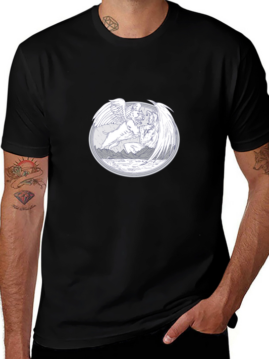 Unique Graphic T-Shirt - Mythical Winged Design